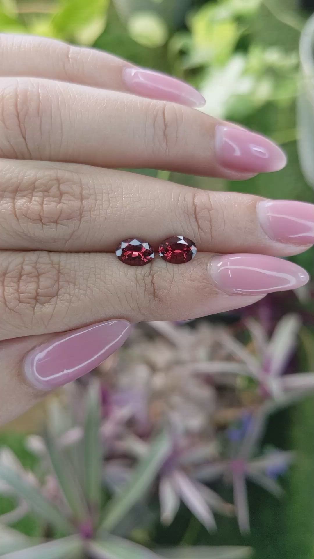 1.64 Ct.Tw.Total Carat Weight Garnet Pair from Ceylon (Sri Lanka) Size Video