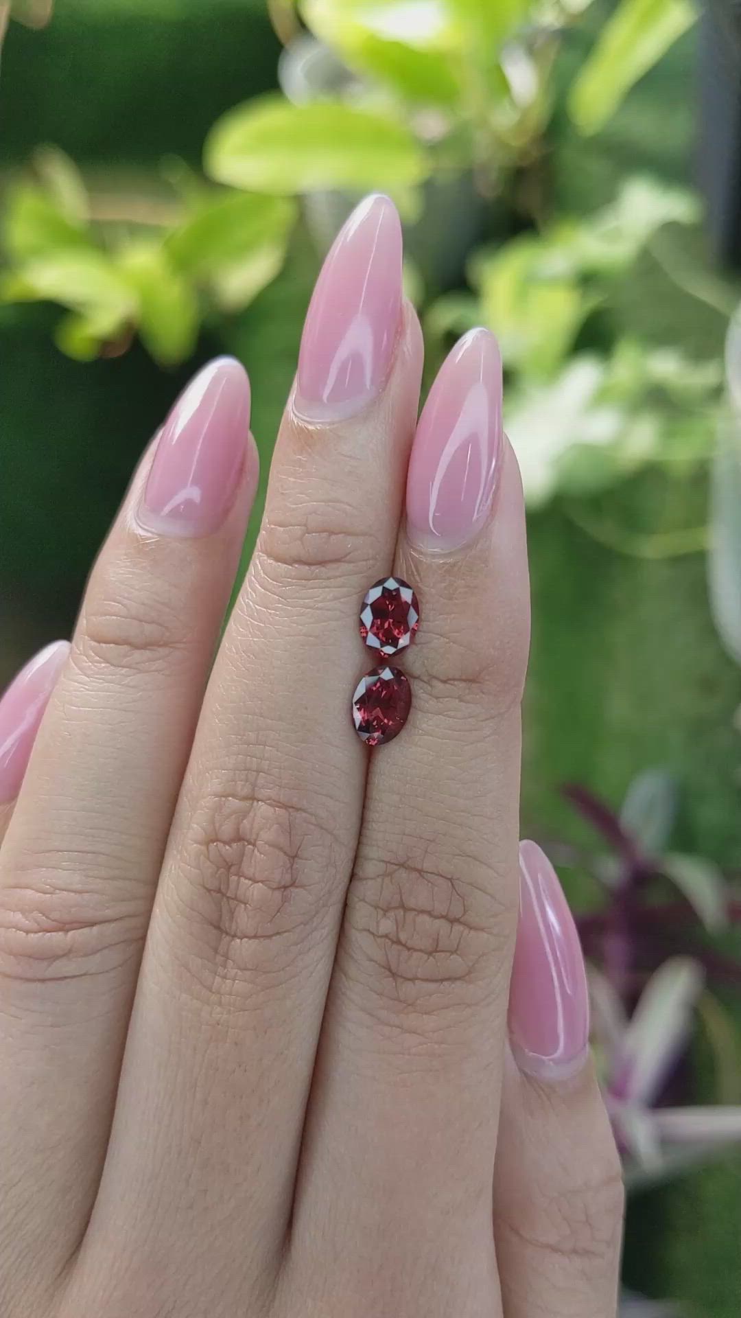 1.64 Ct.Tw.Total Carat Weight Garnet Pair from Ceylon (Sri Lanka) Size Video