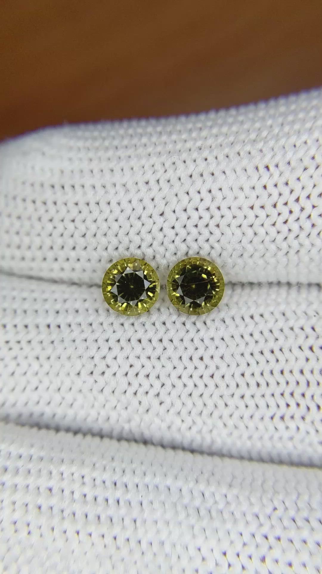 1.44 Ct.Tw.Total Carat Weight Chrysoberyl Pair from Ceylon (Sri Lanka) Size Video