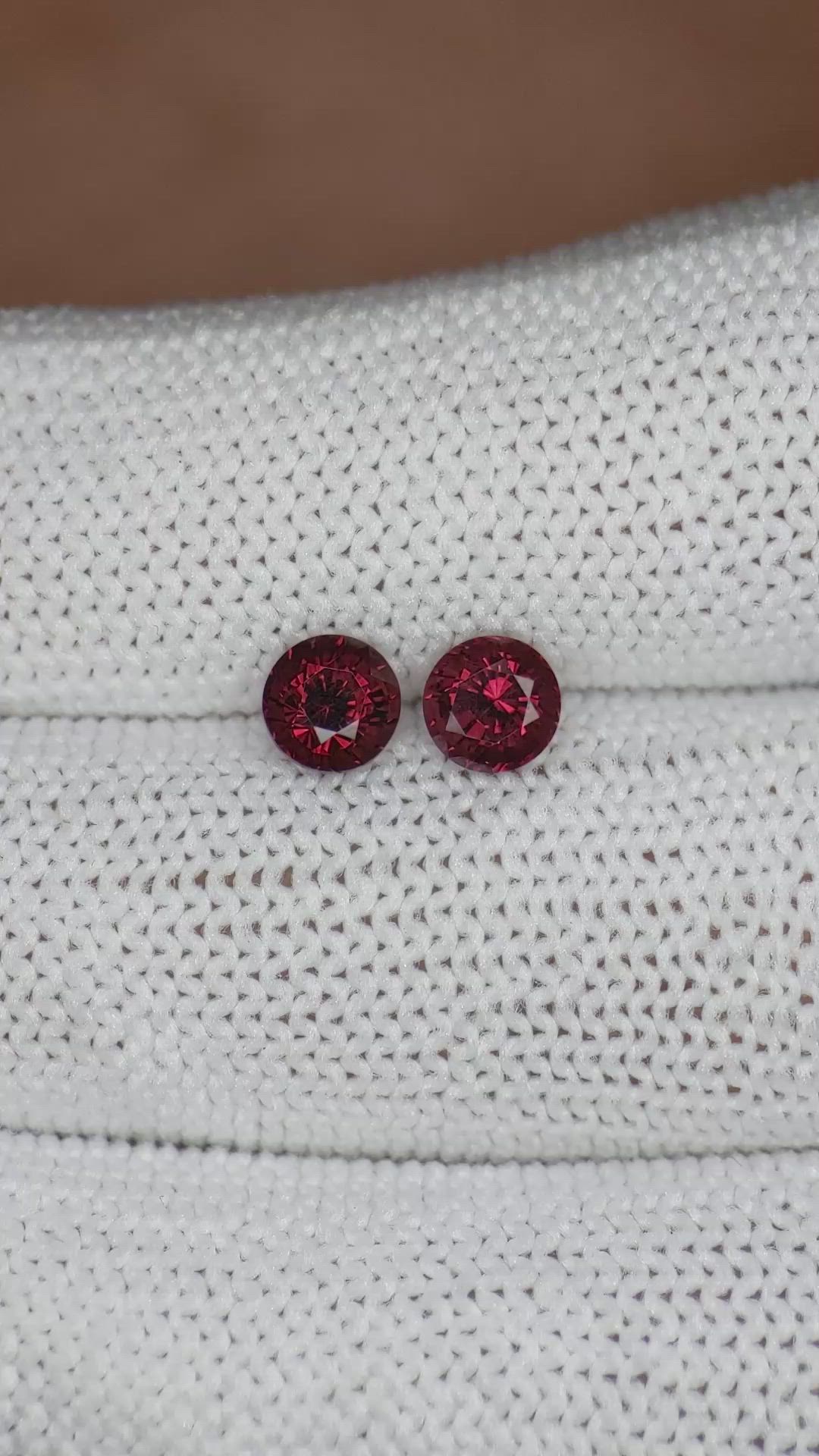 1.70 Ct.Tw.Total Carat Weight Garnet Pair from Ceylon (Sri Lanka) Size Video