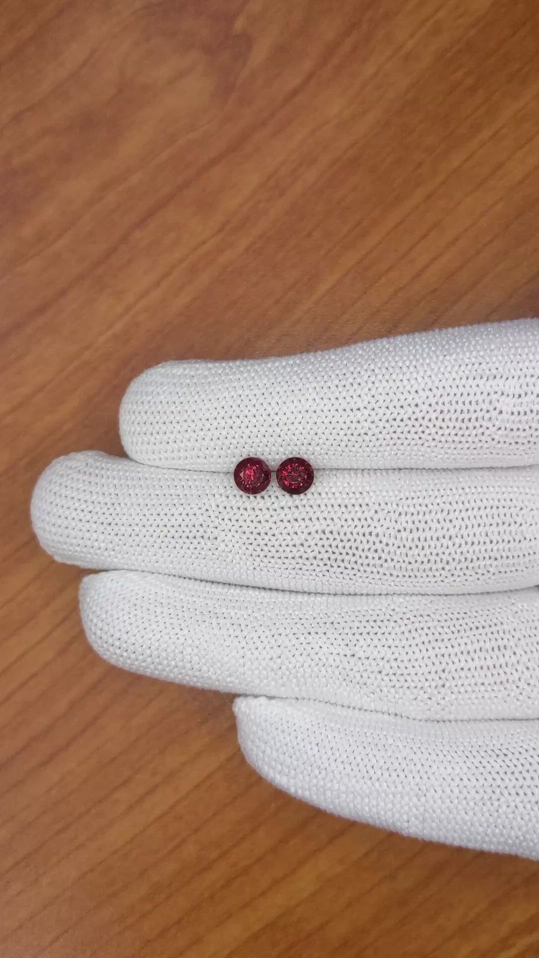 1.70 Ct.Tw.Total Carat Weight Garnet Pair from Ceylon (Sri Lanka) Size Video