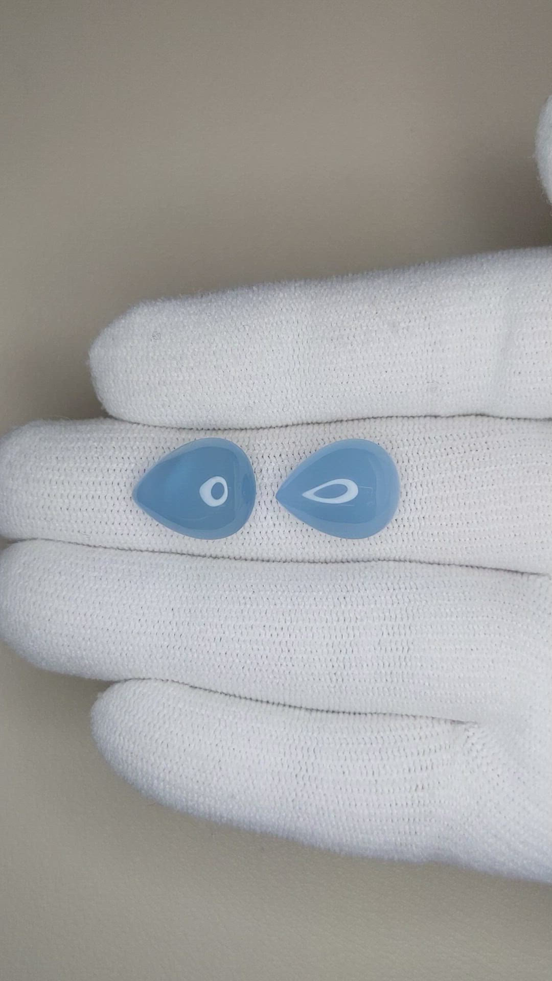 11.67 Ct.Tw.Total Carat Weight Cabochon Aquamarine Pair from Brazil Size Video