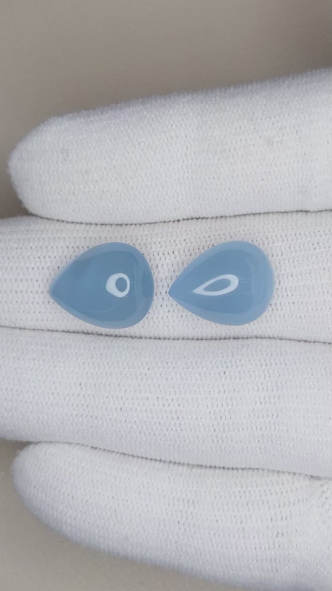 11.67 Ct.Tw.Total Carat Weight Cabochon Aquamarine Pair from Brazil Size Video