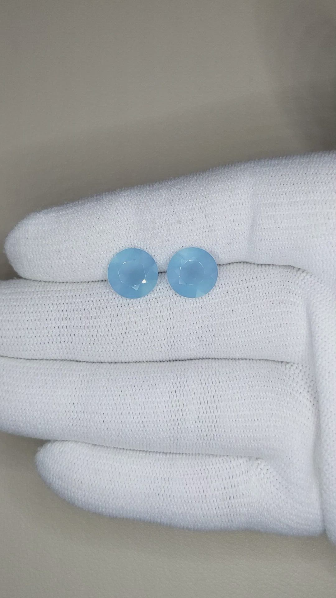4.34 Ct.Tw.Total Carat Weight Aquamarine Pair from Brazil Size Video