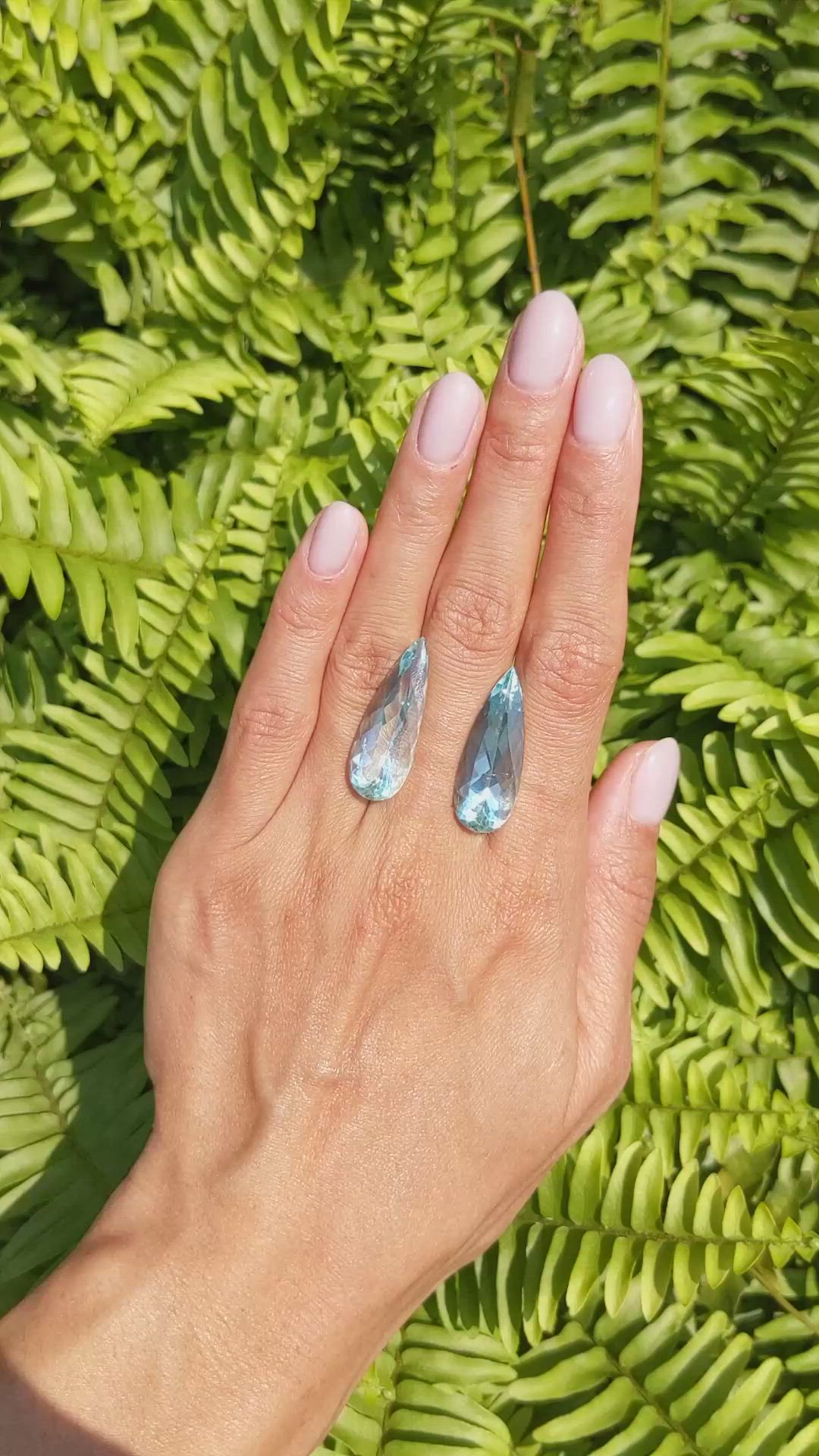 25.28 Ct.Tw.Total Carat Weight Aquamarine Pair from Brazil Size Video