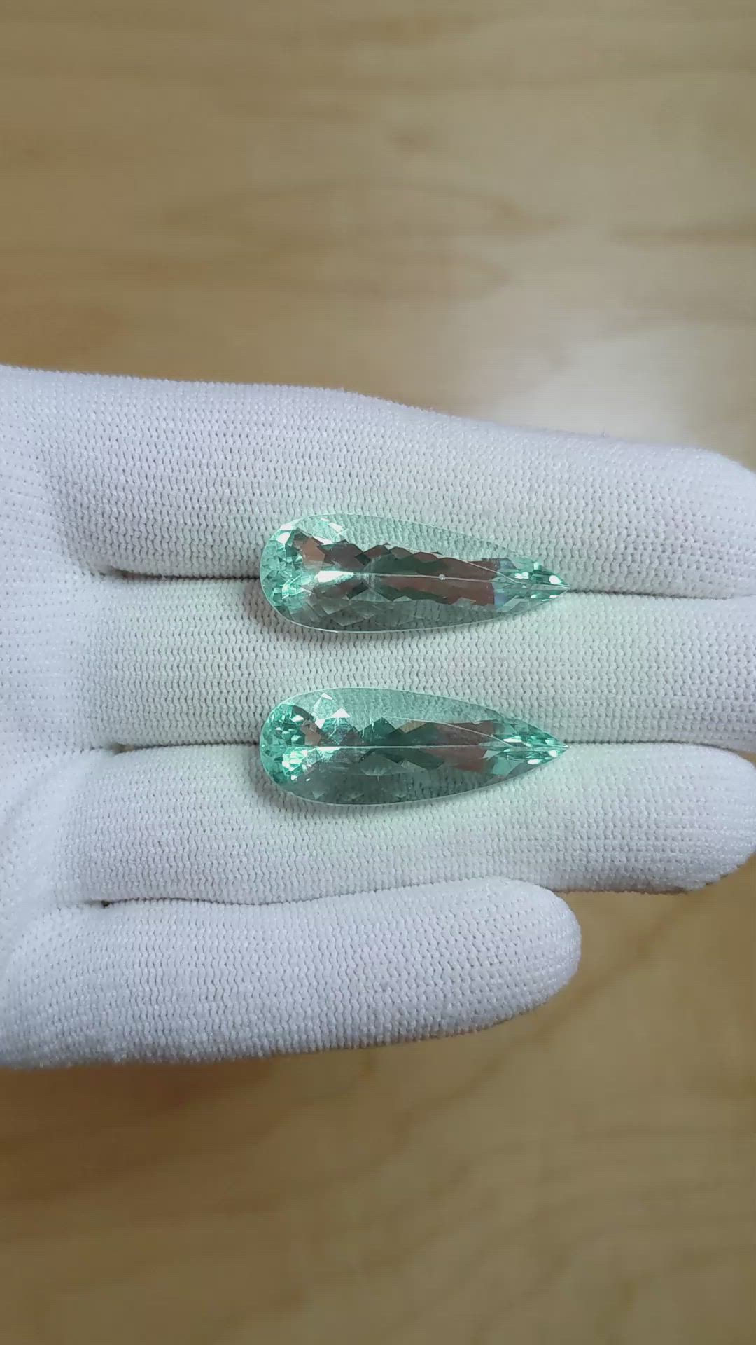 25.28 Ct.Tw.Total Carat Weight Aquamarine Pair from Brazil Size Video