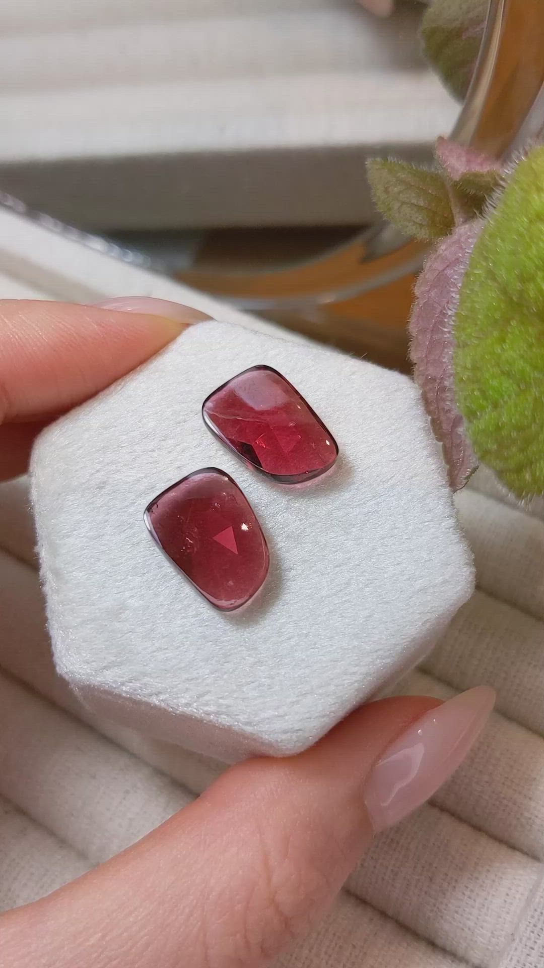 11.90&nbsp;Ct.Tw.Total Carat Weight Rubellite Tourmaline Pair from Brazil Size Video