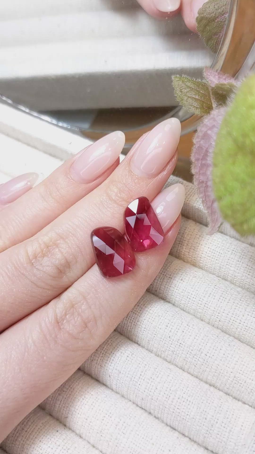 11.90&nbsp;Ct.Tw.Total Carat Weight Rubellite Tourmaline Pair from Brazil Size Video