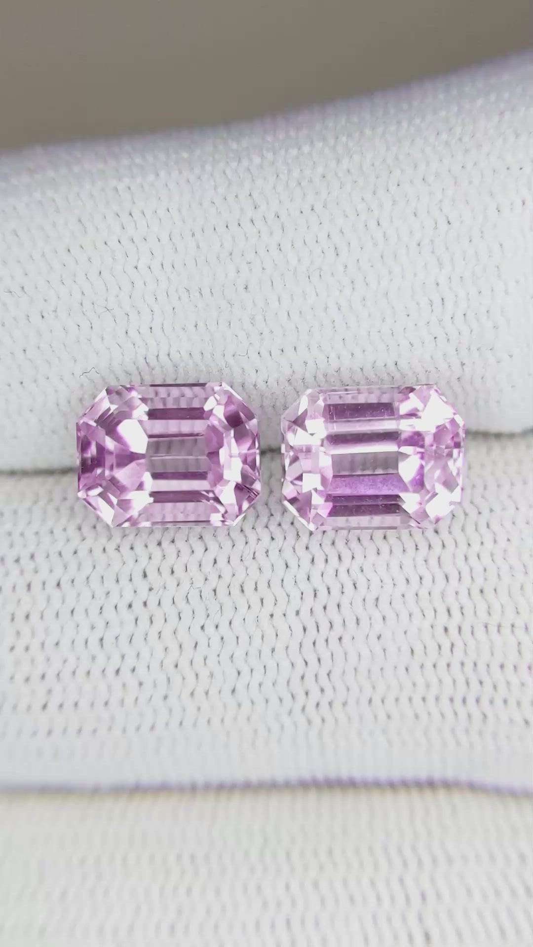 6.28 Ct.Tw.Total Carat Weight Kunzite Pair from Afghanistan Size Video