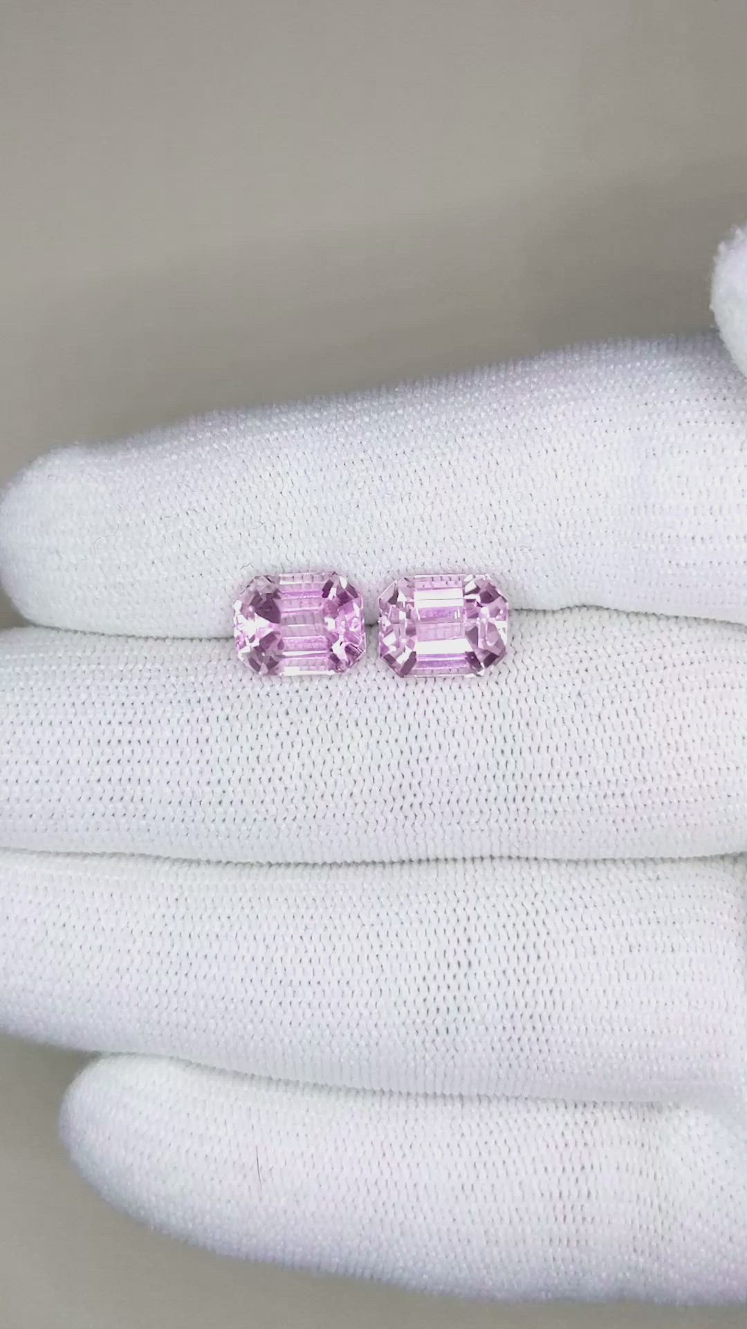 6.28 Ct.Tw.Total Carat Weight Kunzite Pair from Afghanistan Size Video