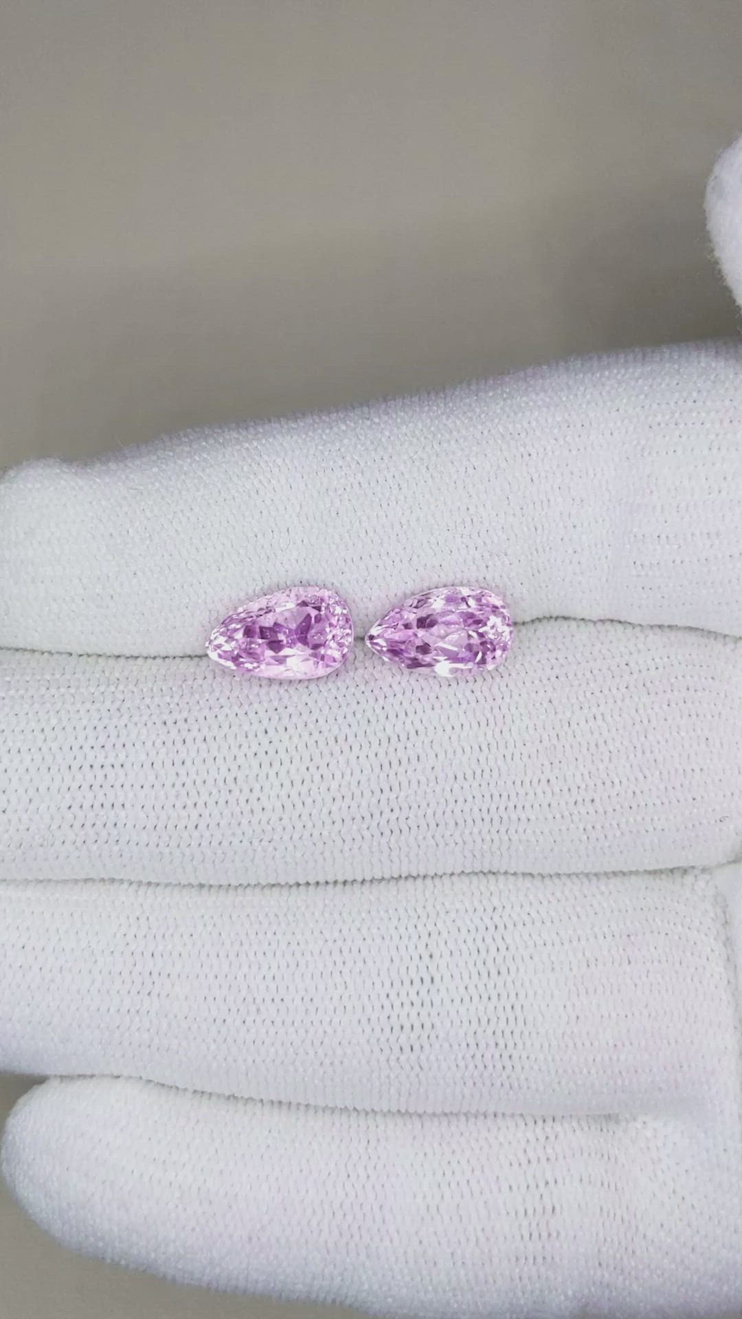 5.18 Ct.Tw.Total Carat Weight Kunzite Pair from Afghanistan Size Video