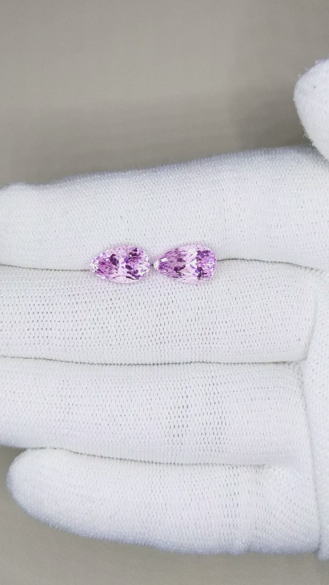 5.18&nbsp;Ct.Tw.Total Carat Weight Kunzite Pair from Afghanistan Size Video