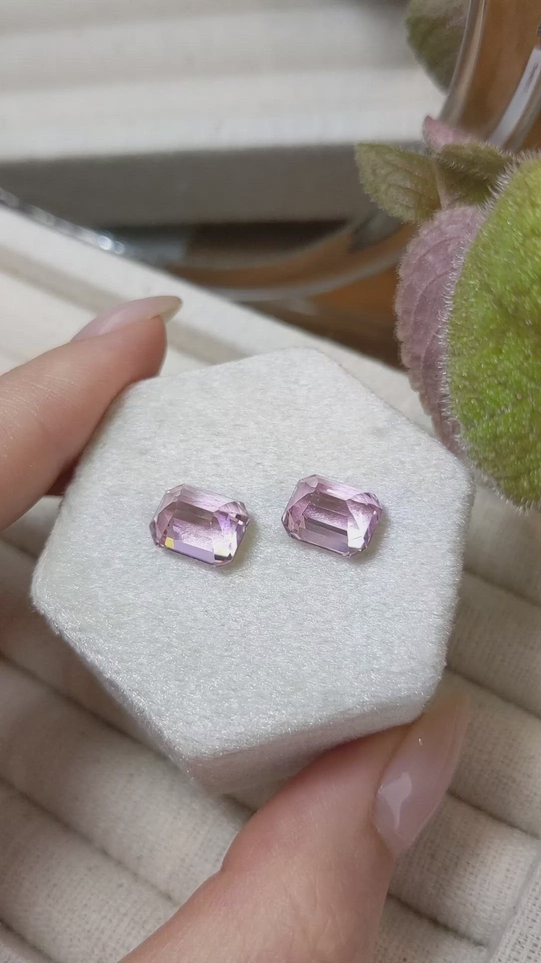 8.67 Ct.Tw.Total Carat Weight Kunzite Pair from Afghanistan Size Video