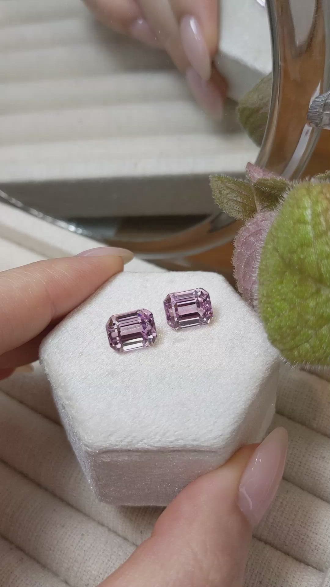 8.67 Ct.Tw.Total Carat Weight Kunzite Pair from Afghanistan Size Video