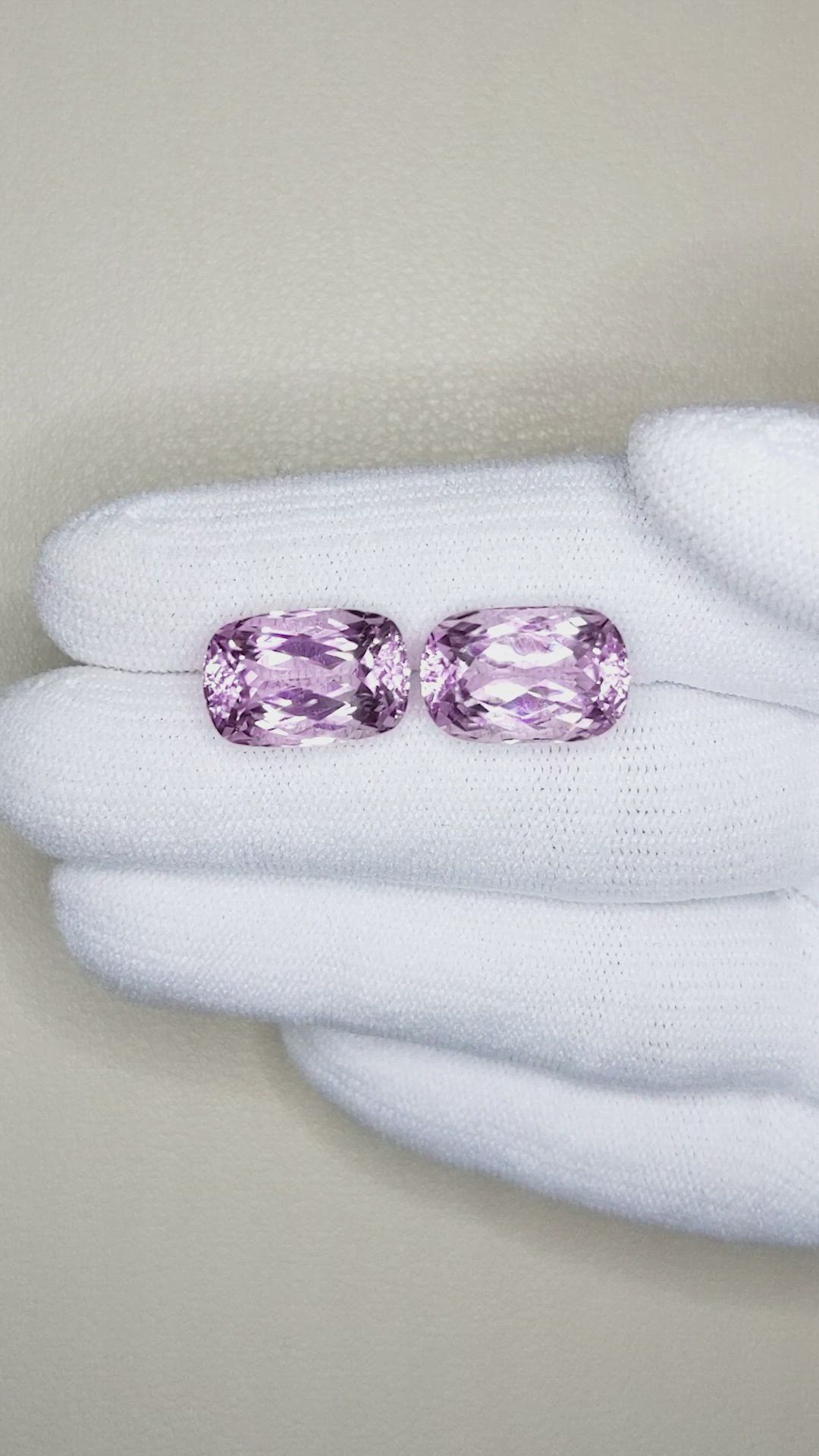 16.44&nbsp;Ct.Tw.Total Carat Weight Kunzite Pair from Afghanistan Size Video