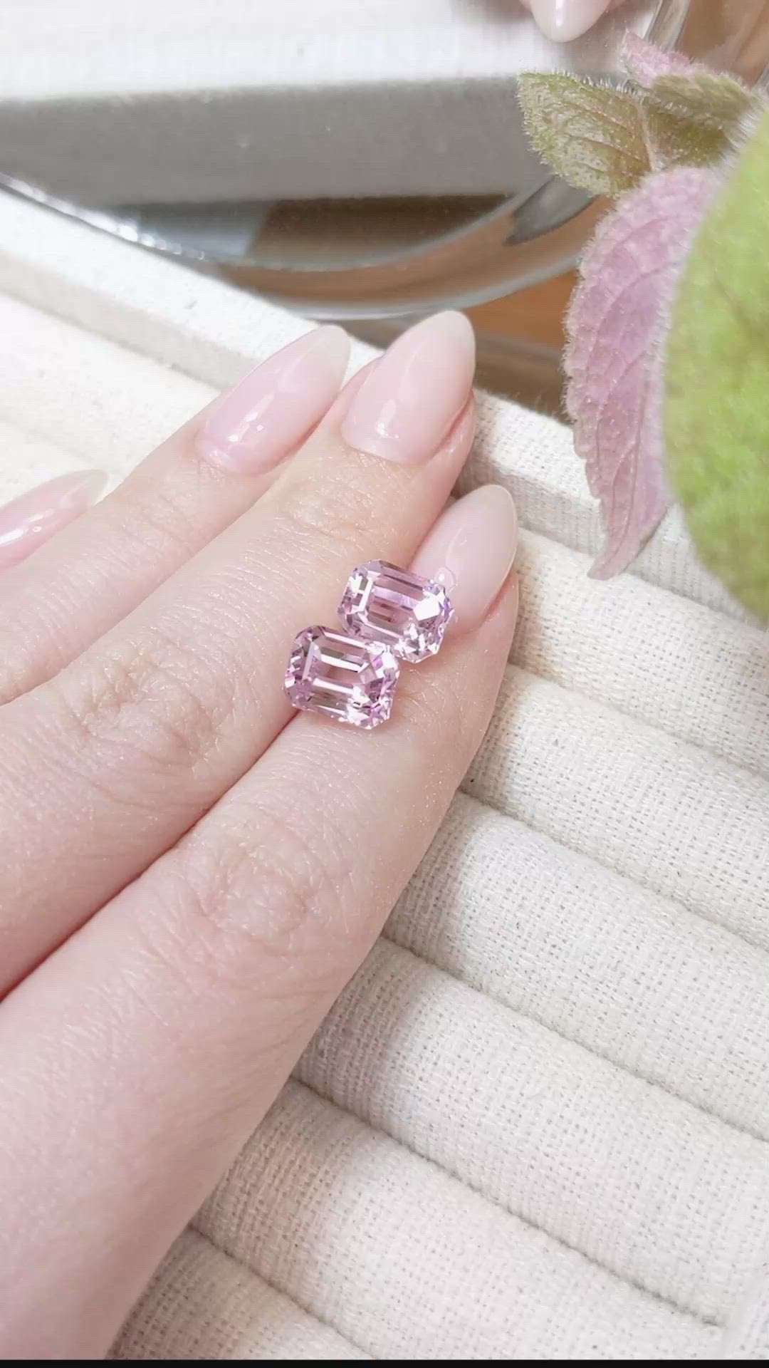 7.14&nbsp;Ct.Tw.Total Carat Weight Kunzite Pair from Afghanistan Size Video