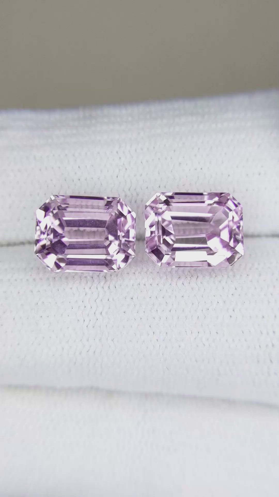 7.14&nbsp;Ct.Tw.Total Carat Weight Kunzite Pair from Afghanistan Size Video
