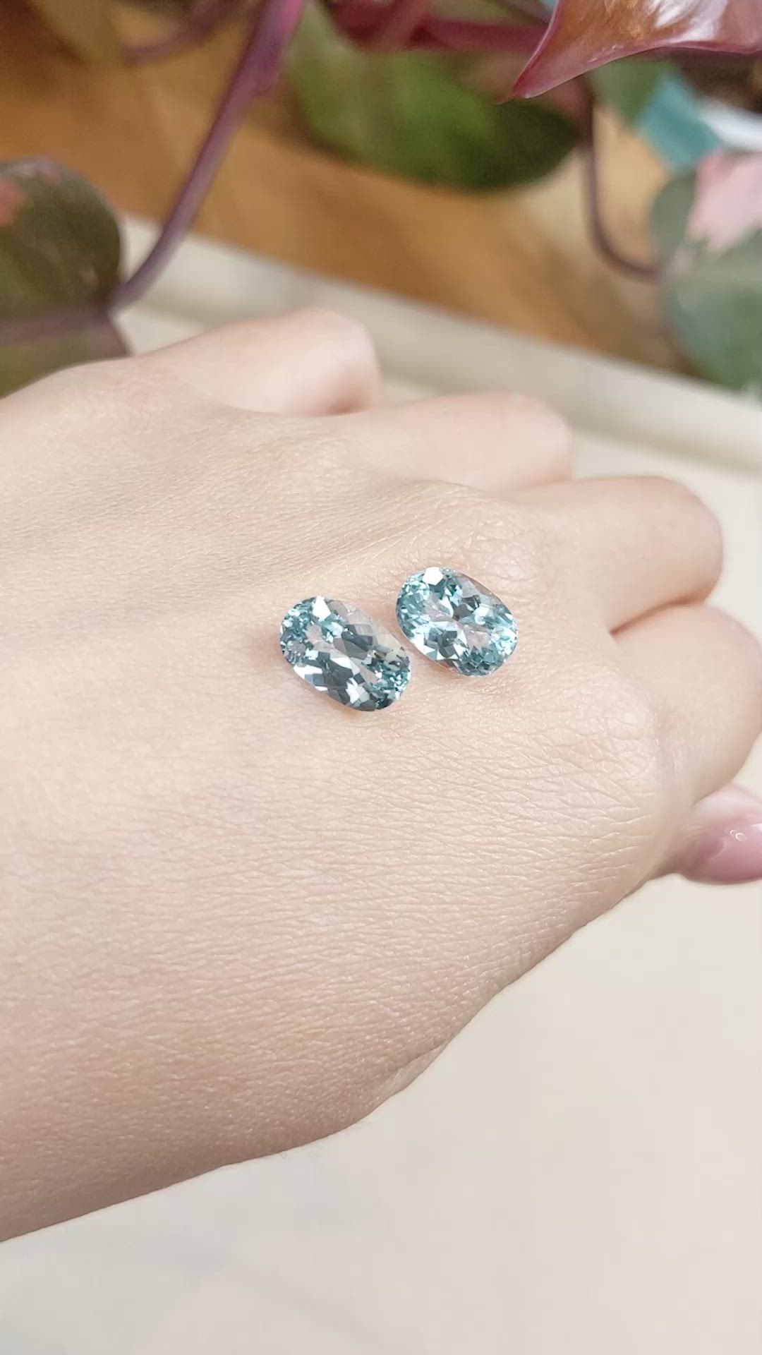 4.94&nbsp;Ct.Tw.Total Carat Weight Aquamarine Pair from Brazil Size Video