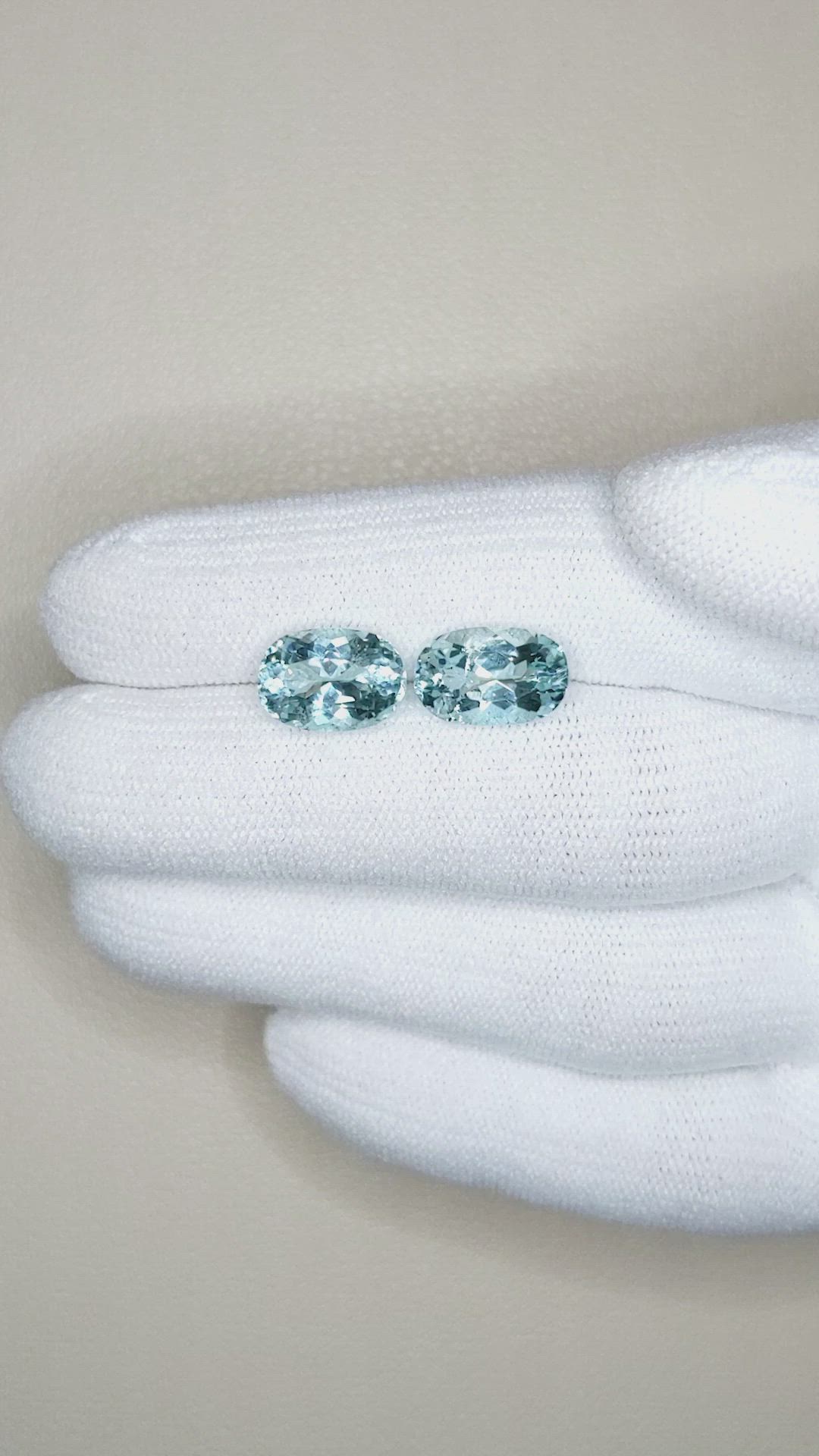 4.94&nbsp;Ct.Tw.Total Carat Weight Aquamarine Pair from Brazil Size Video