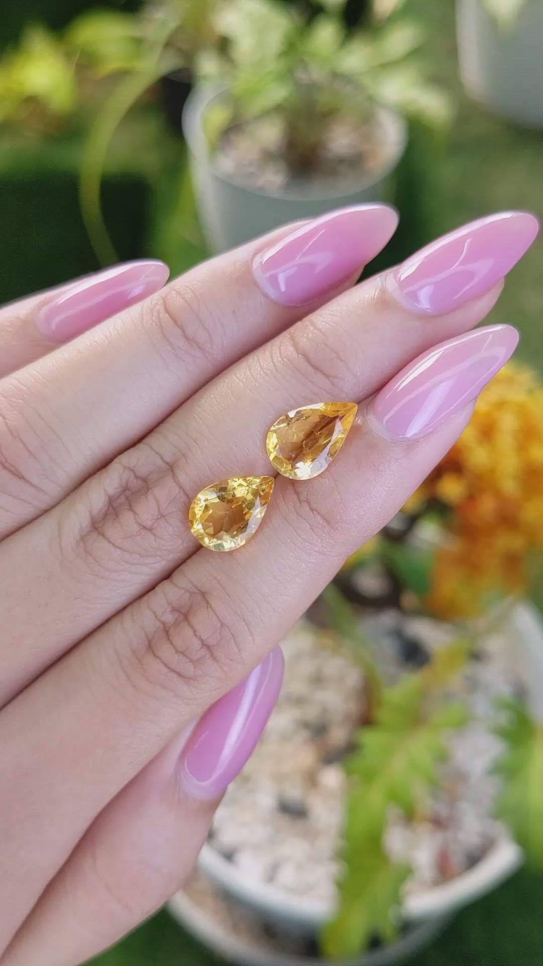 4.38 Ct.Tw.Total Carat Weight Citrine Pair from Brazil Size Video