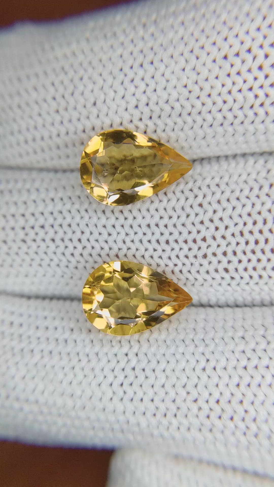 4.38 Ct.Tw.Total Carat Weight Citrine Pair from Brazil Size Video