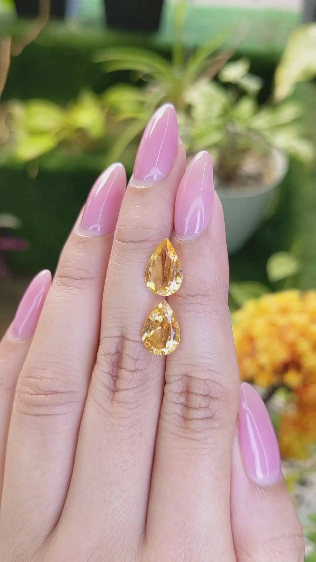 4.38 Ct.Tw.Total Carat Weight Citrine Pair from Brazil Size Video