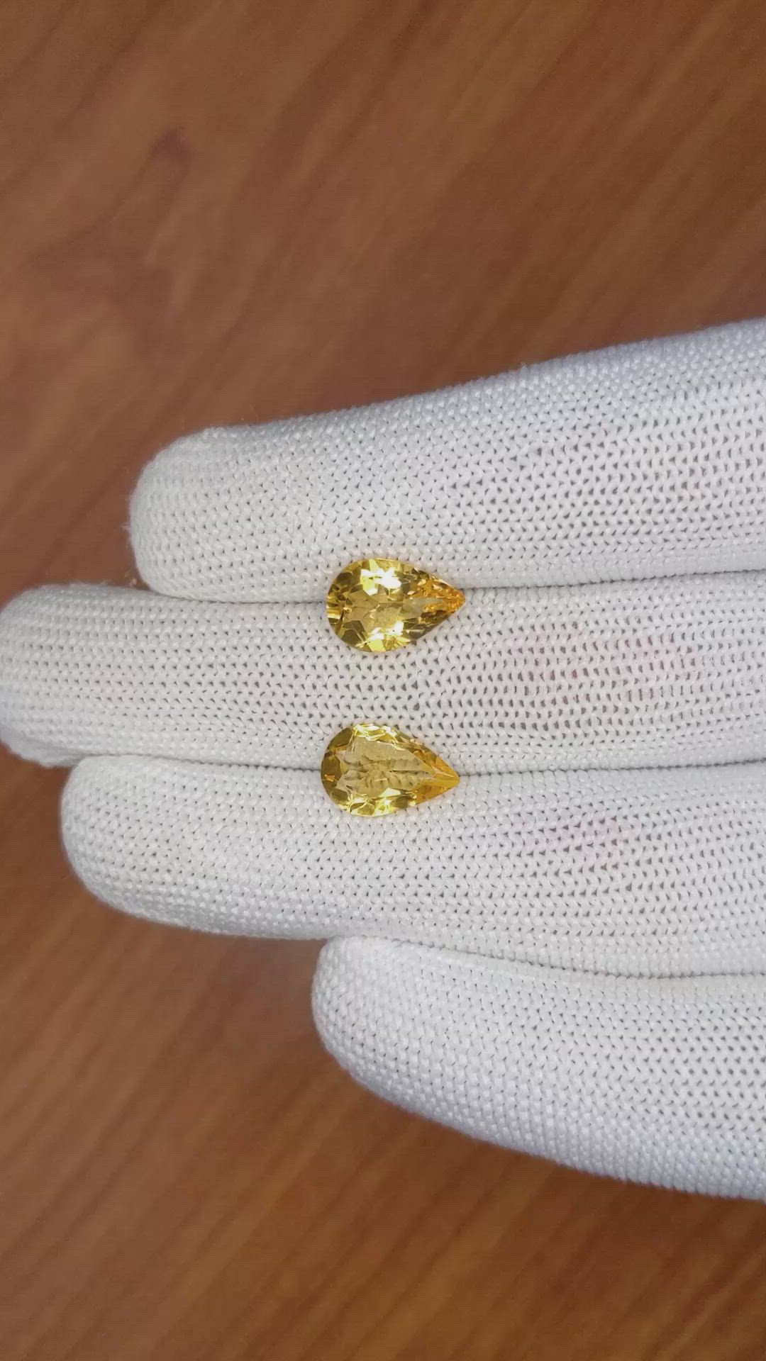 4.38 Ct.Tw.Total Carat Weight Citrine Pair from Brazil Size Video