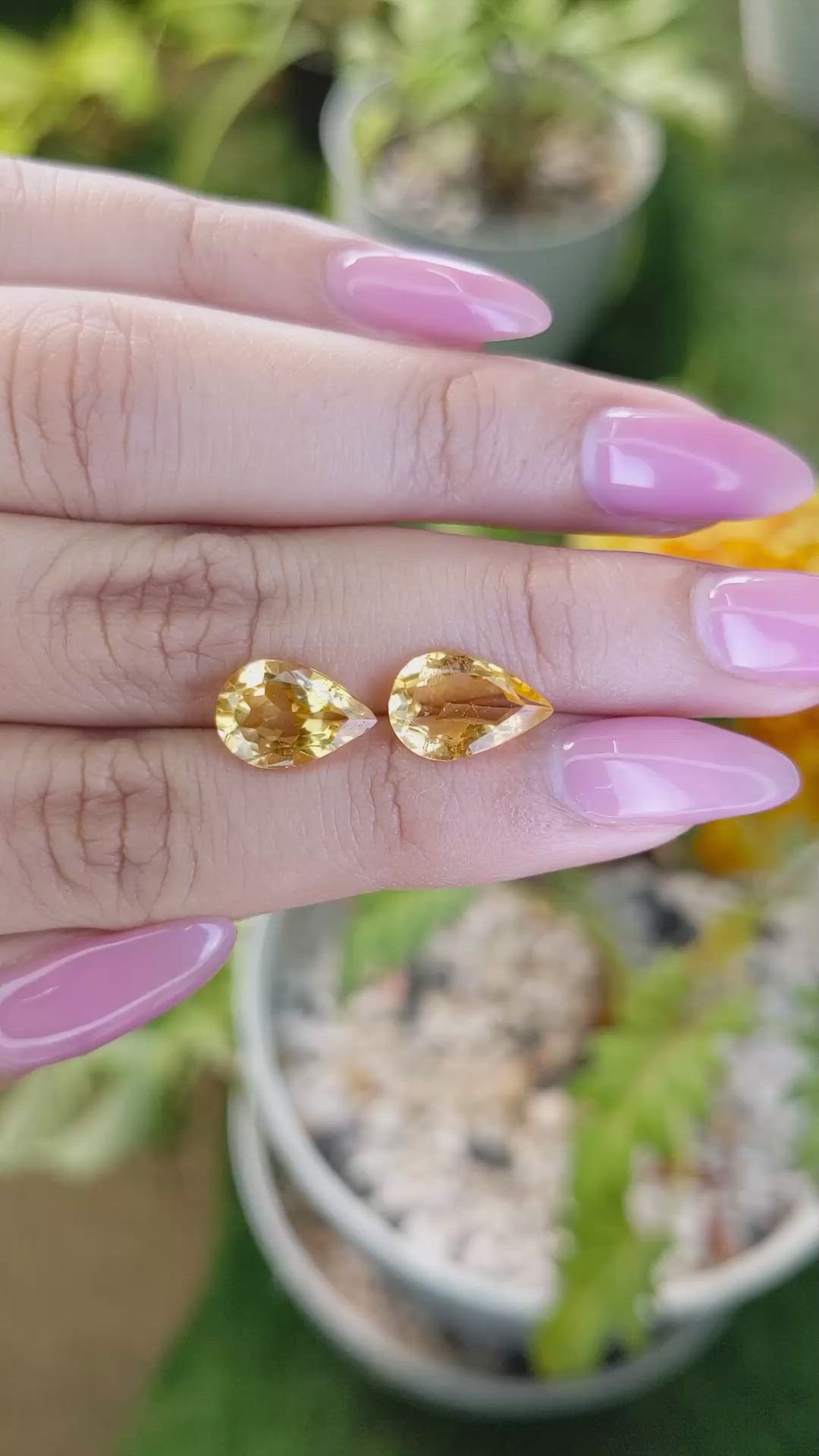 4.38 Ct.Tw.Total Carat Weight Citrine Pair from Brazil Size Video