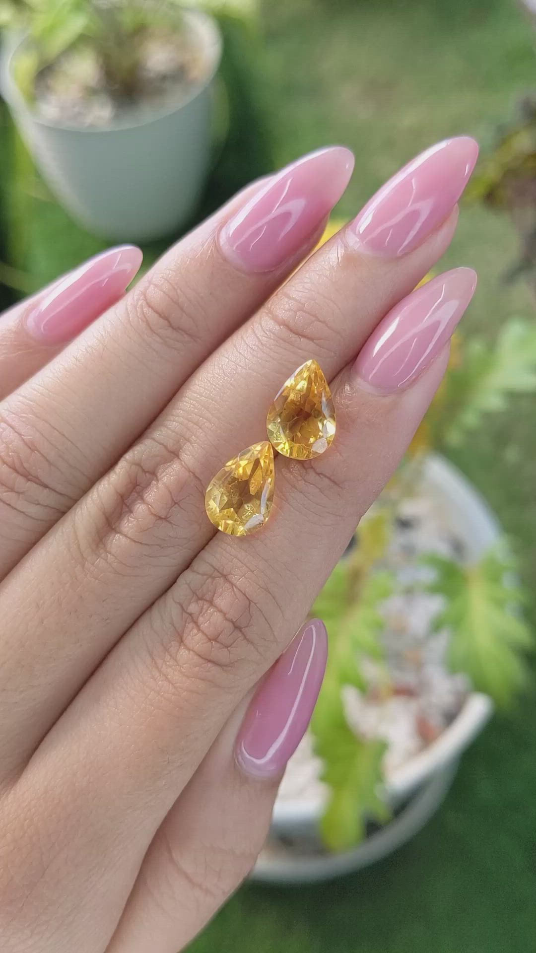 5.47 Ct.Tw.Total Carat Weight Citrine Pair from Brazil Size Video