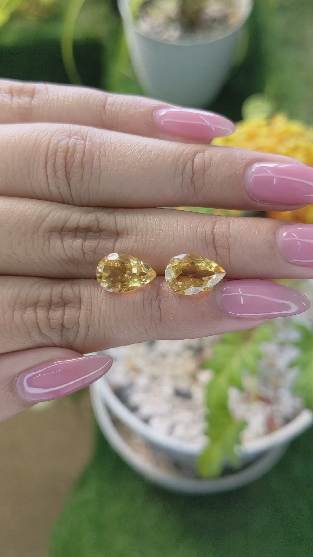 5.68 Ct.Tw.Total Carat Weight Citrine Pair from Brazil Size Video