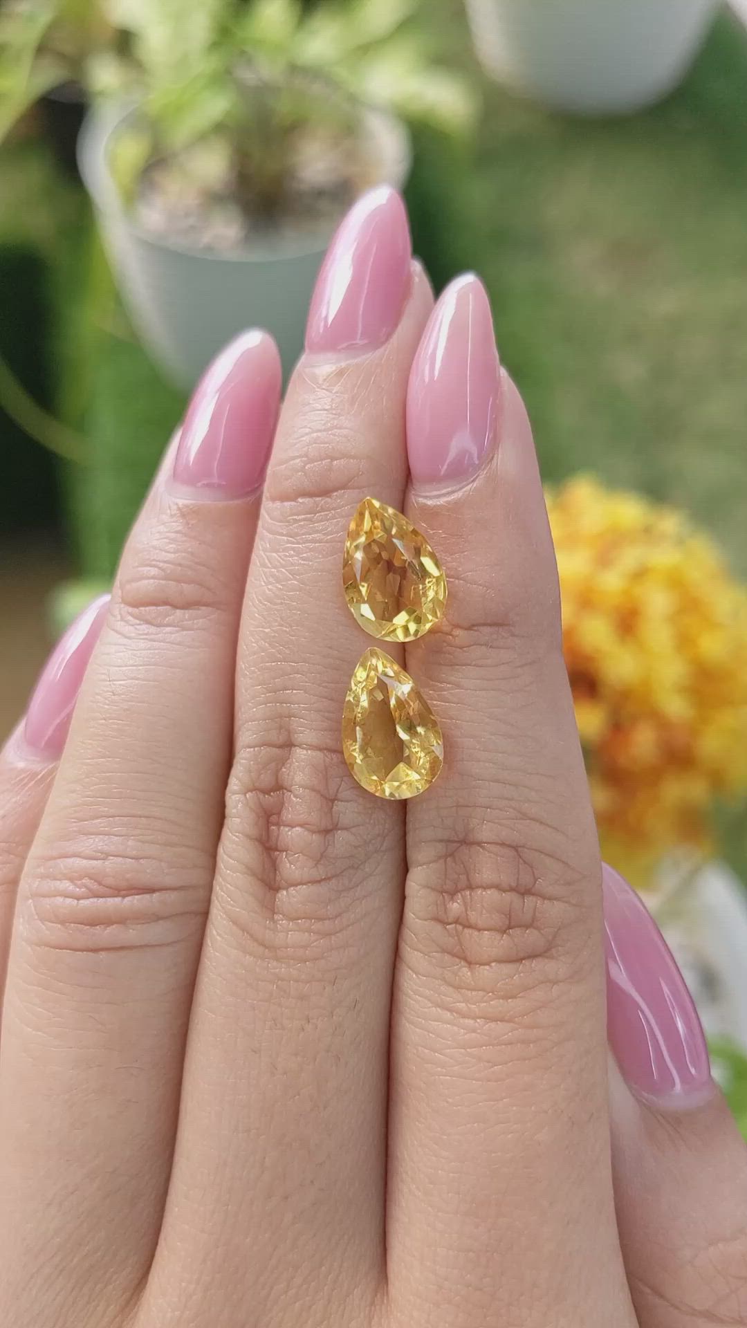 5.68 Ct.Tw.Total Carat Weight Citrine Pair from Brazil Size Video
