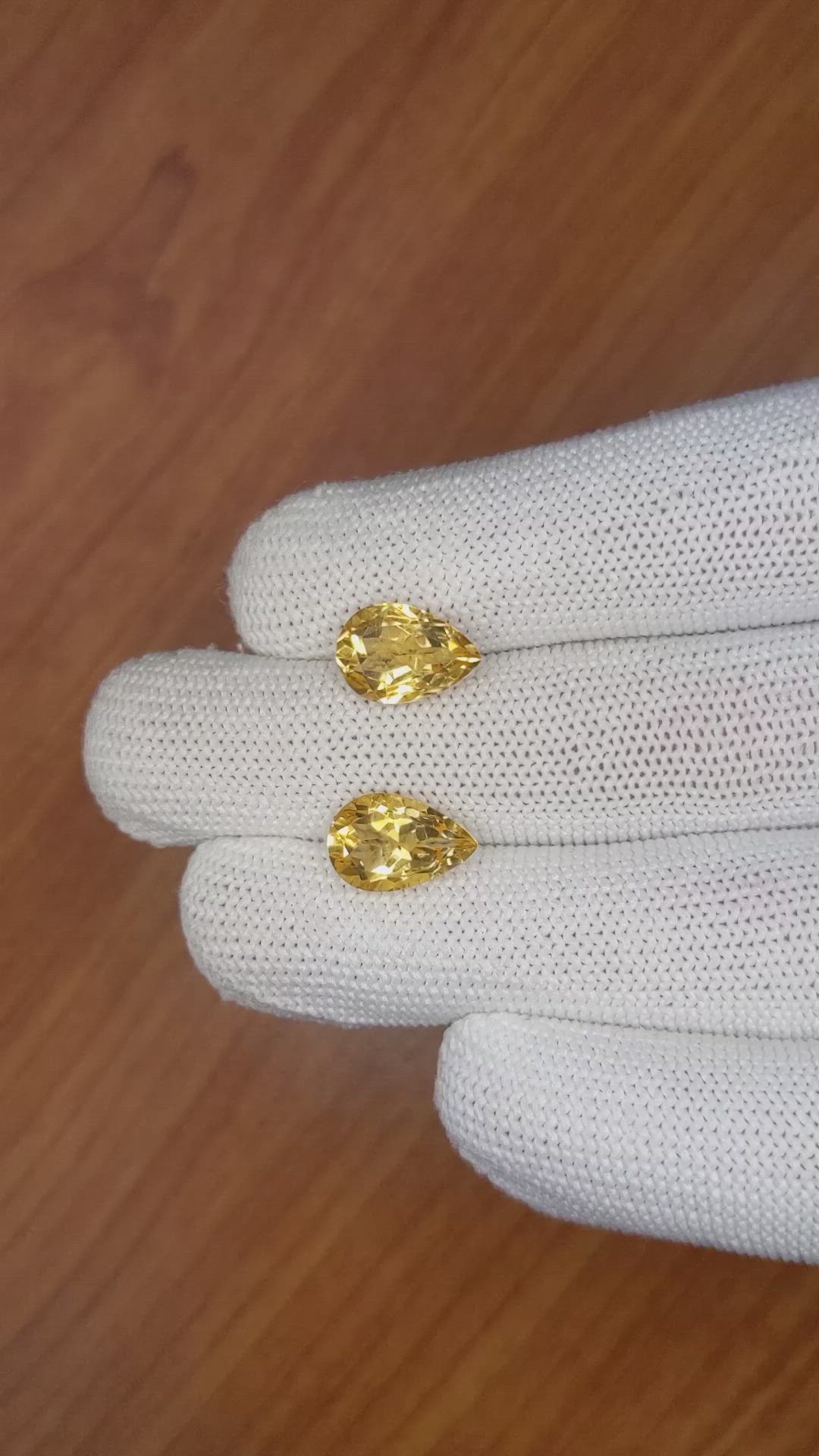 5.68 Ct.Tw.Total Carat Weight Citrine Pair from Brazil Size Video