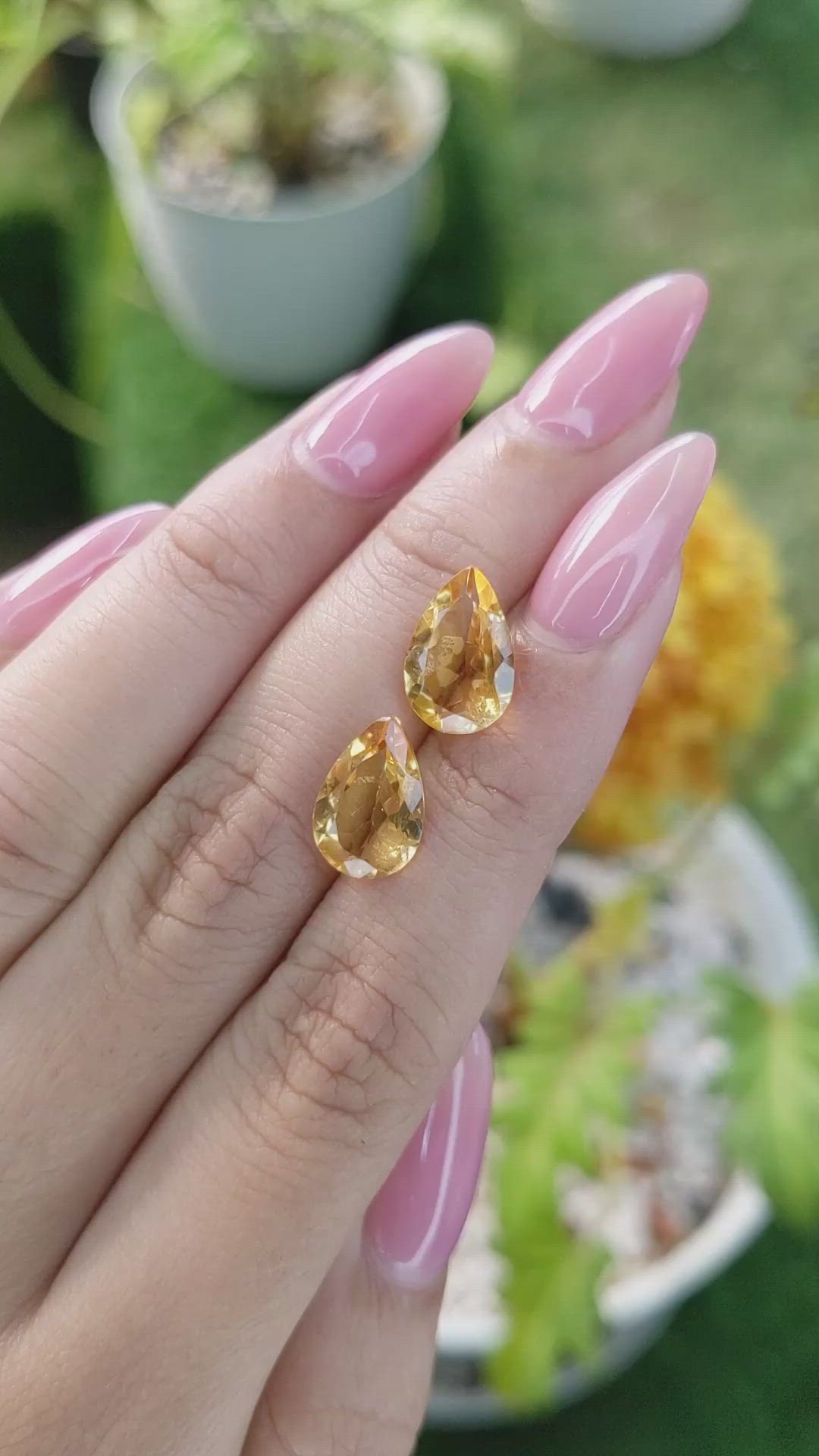 4.84 Ct.Tw.Total Carat Weight Citrine Pair from Brazil Size Video