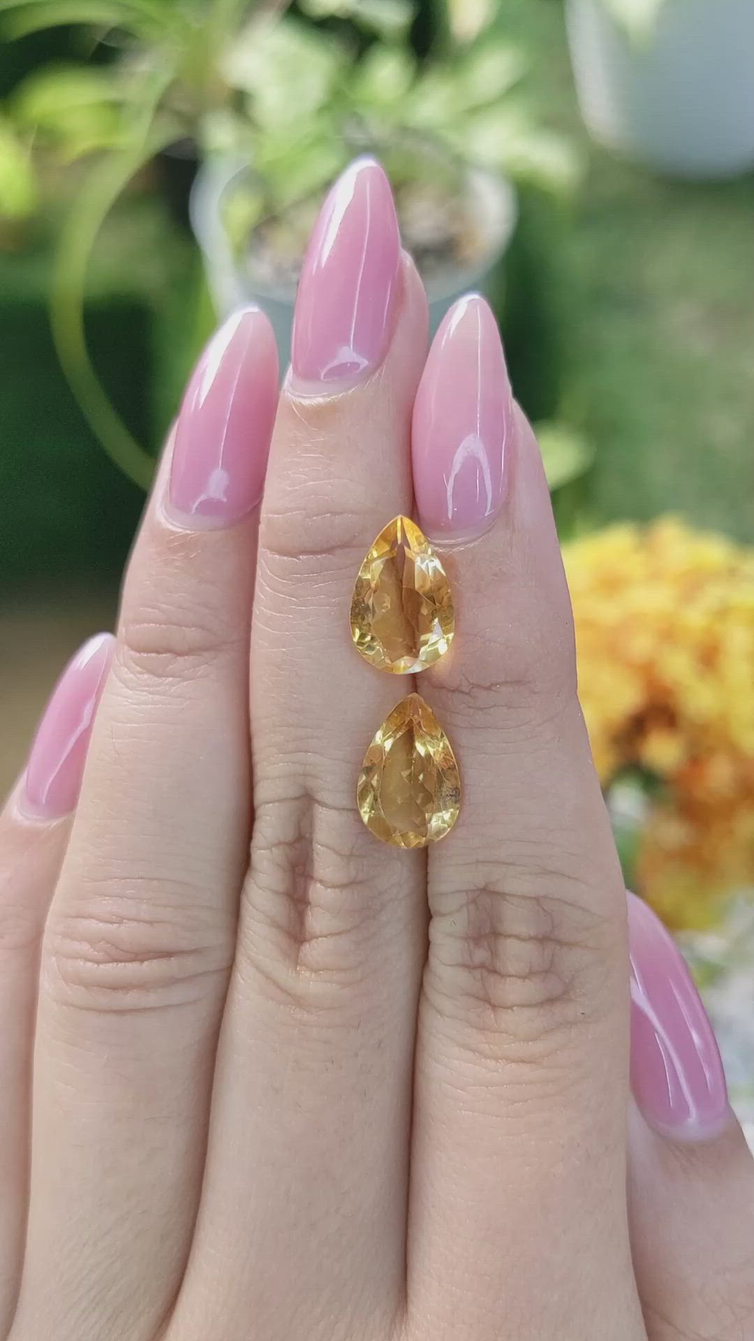 4.84 Ct.Tw.Total Carat Weight Citrine Pair from Brazil Size Video