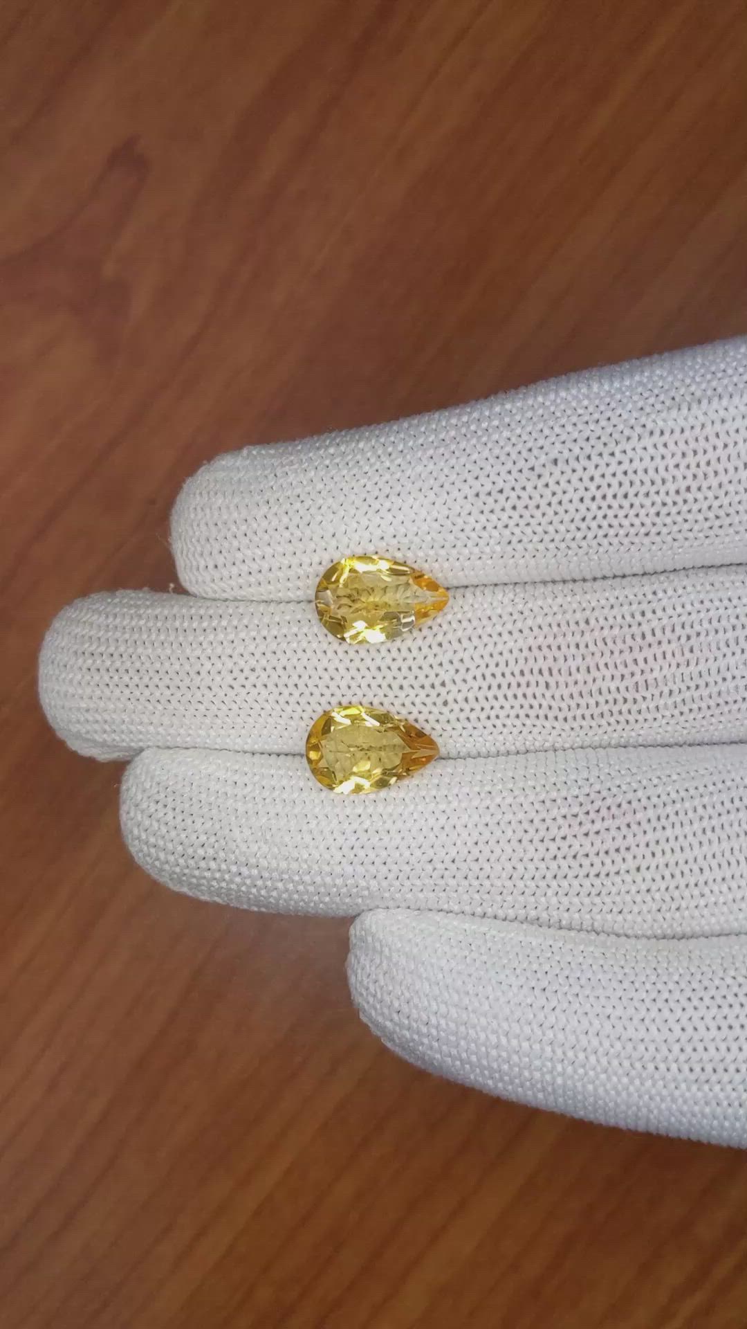4.84 Ct.Tw.Total Carat Weight Citrine Pair from Brazil Size Video