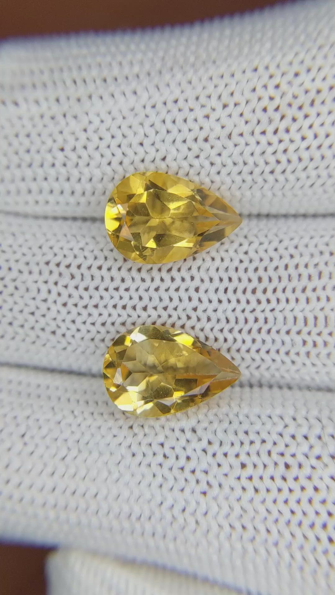 5.32 Ct.Tw.Total Carat Weight Citrine Pair from Brazil Size Video