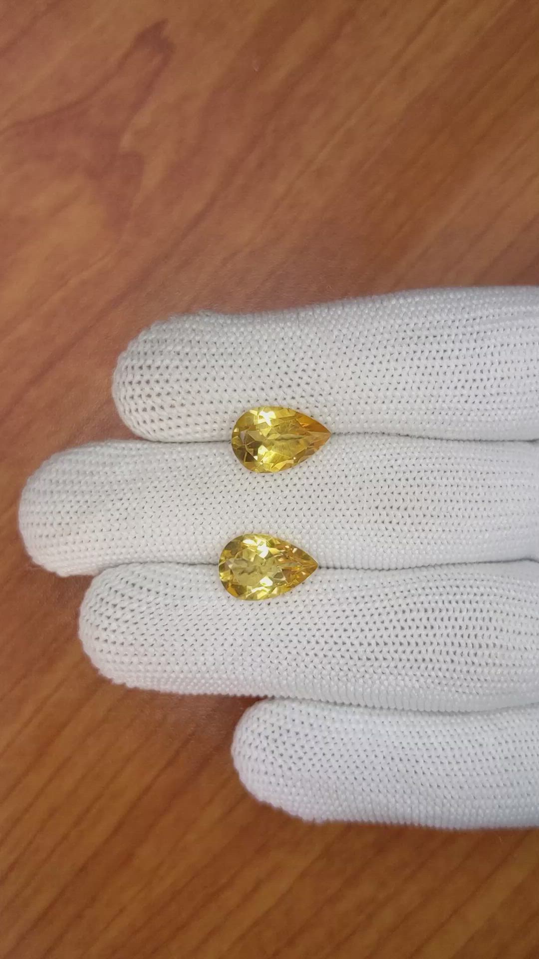 5.06 Ct.Tw.Total Carat Weight Citrine Pair from Brazil Size Video
