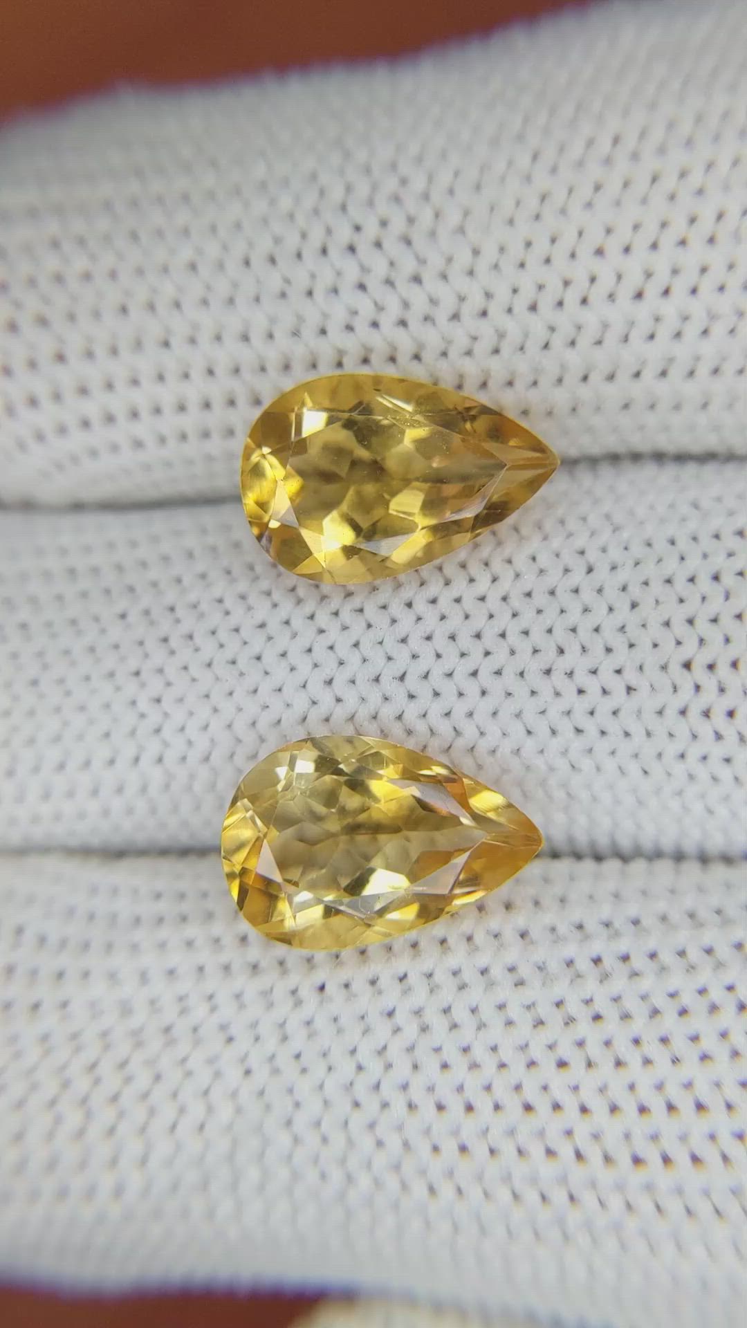 5.73 Ct.Tw.Total Carat Weight Citrine Pair from Brazil Size Video