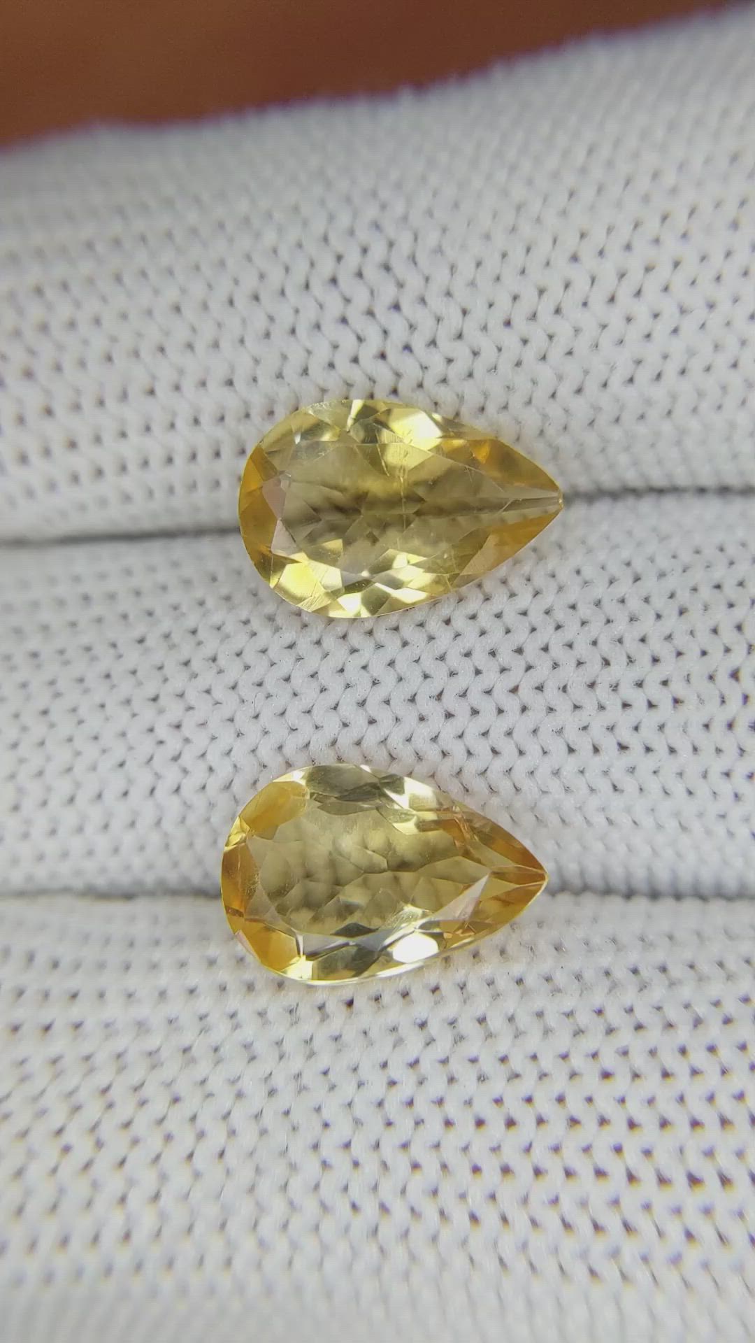 5.08 Ct.Tw.Total Carat Weight Citrine Pair from Brazil Size Video