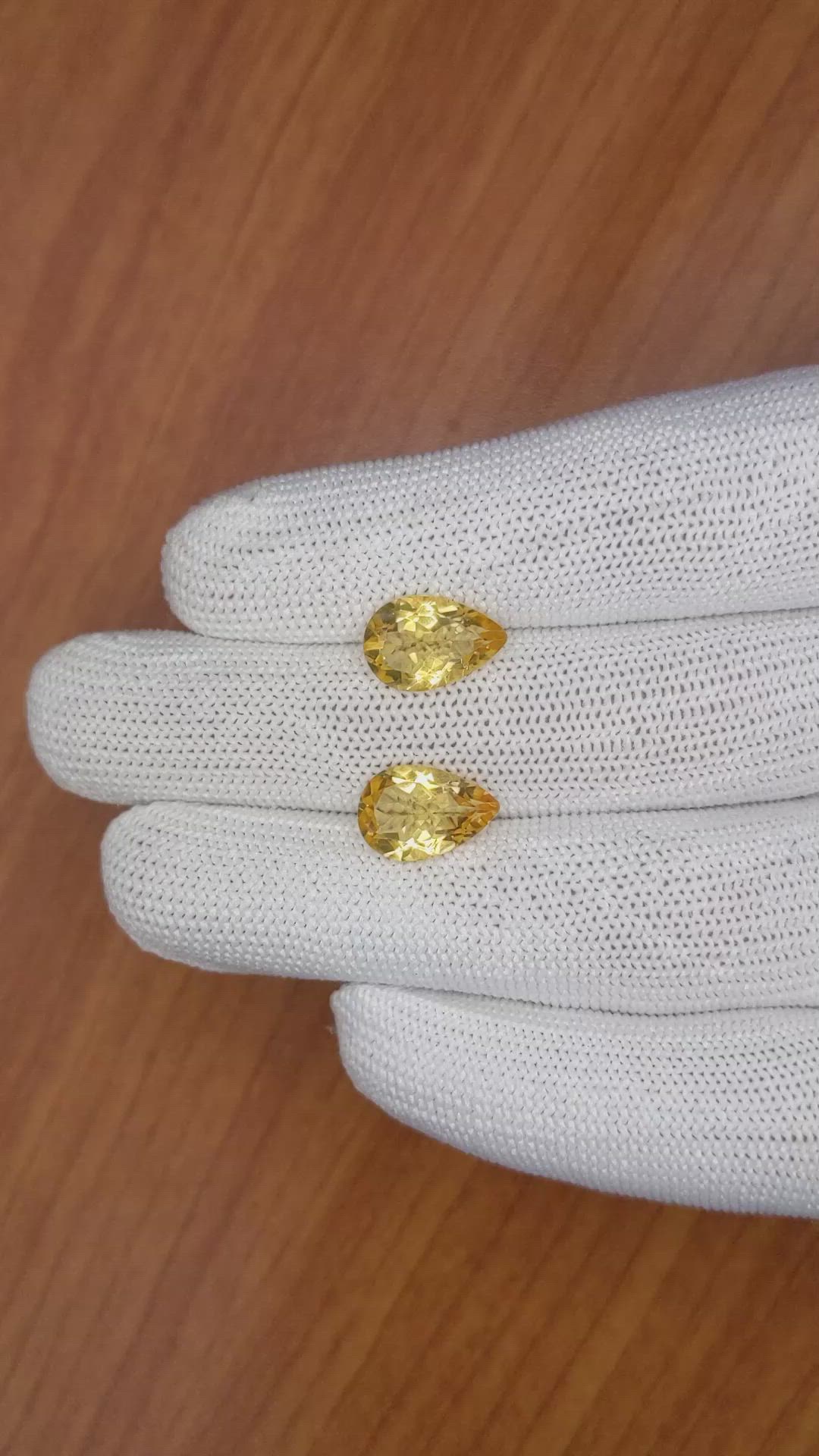 5.02 Ct.Tw.Total Carat Weight Citrine Pair from Brazil Size Video