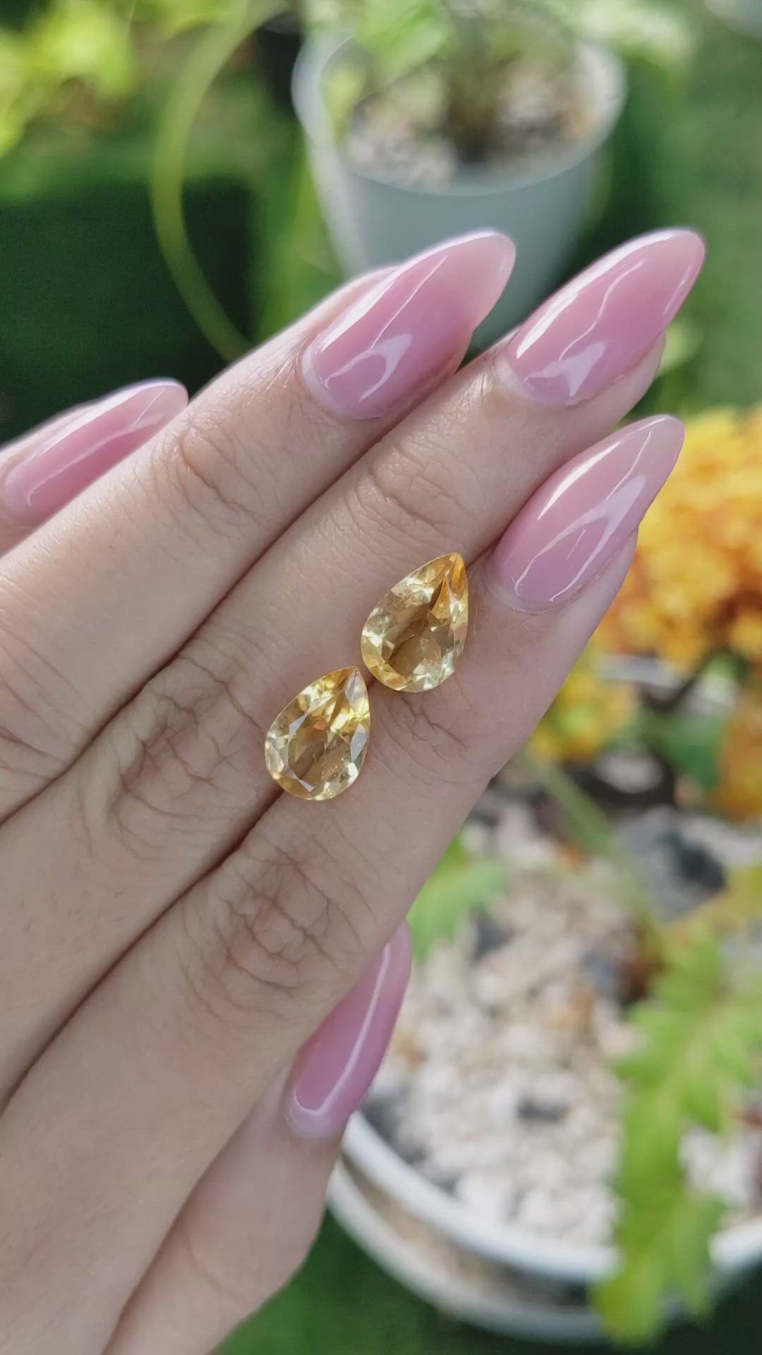 4.64 Ct.Tw.Total Carat Weight Citrine Pair from Brazil Size Video