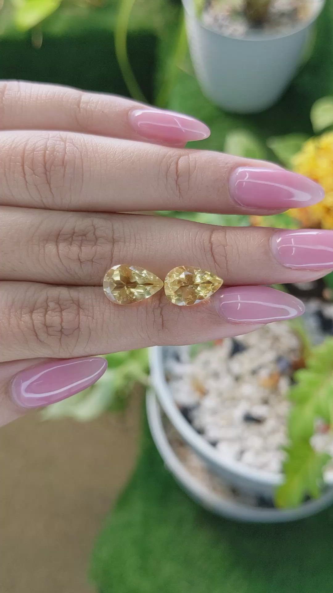 5.59 Ct.Tw.Total Carat Weight Citrine Pair from Brazil Size Video
