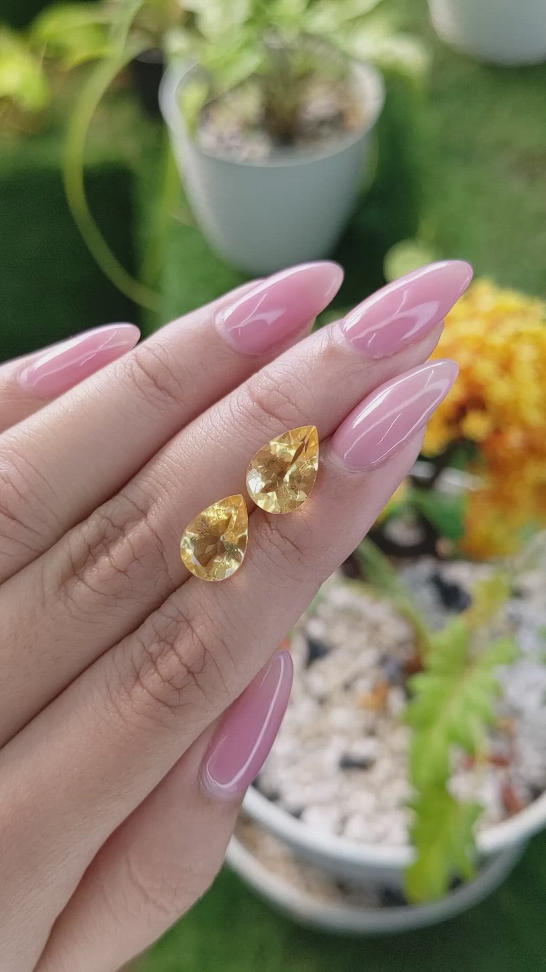 4.85 Ct.Tw.Total Carat Weight Citrine Pair from Brazil Size Video