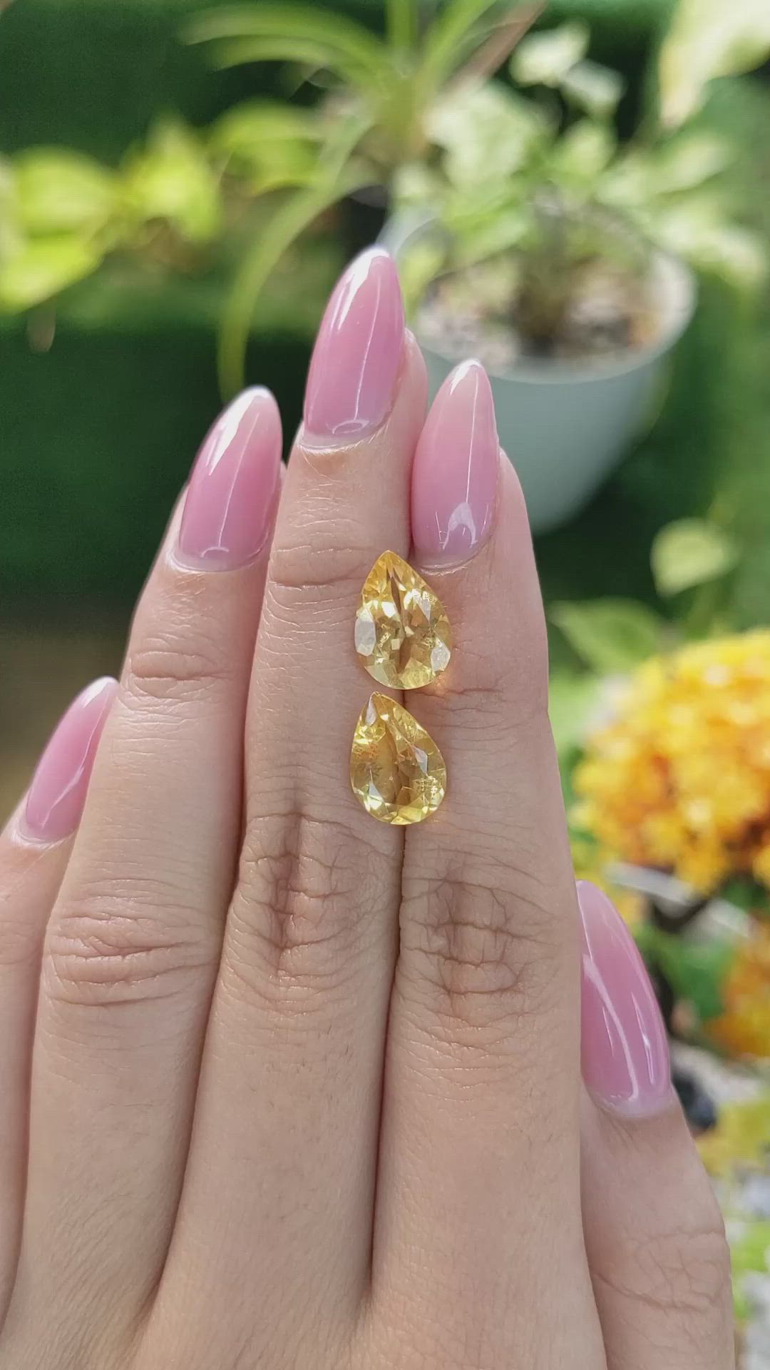 4.85 Ct.Tw.Total Carat Weight Citrine Pair from Brazil Size Video