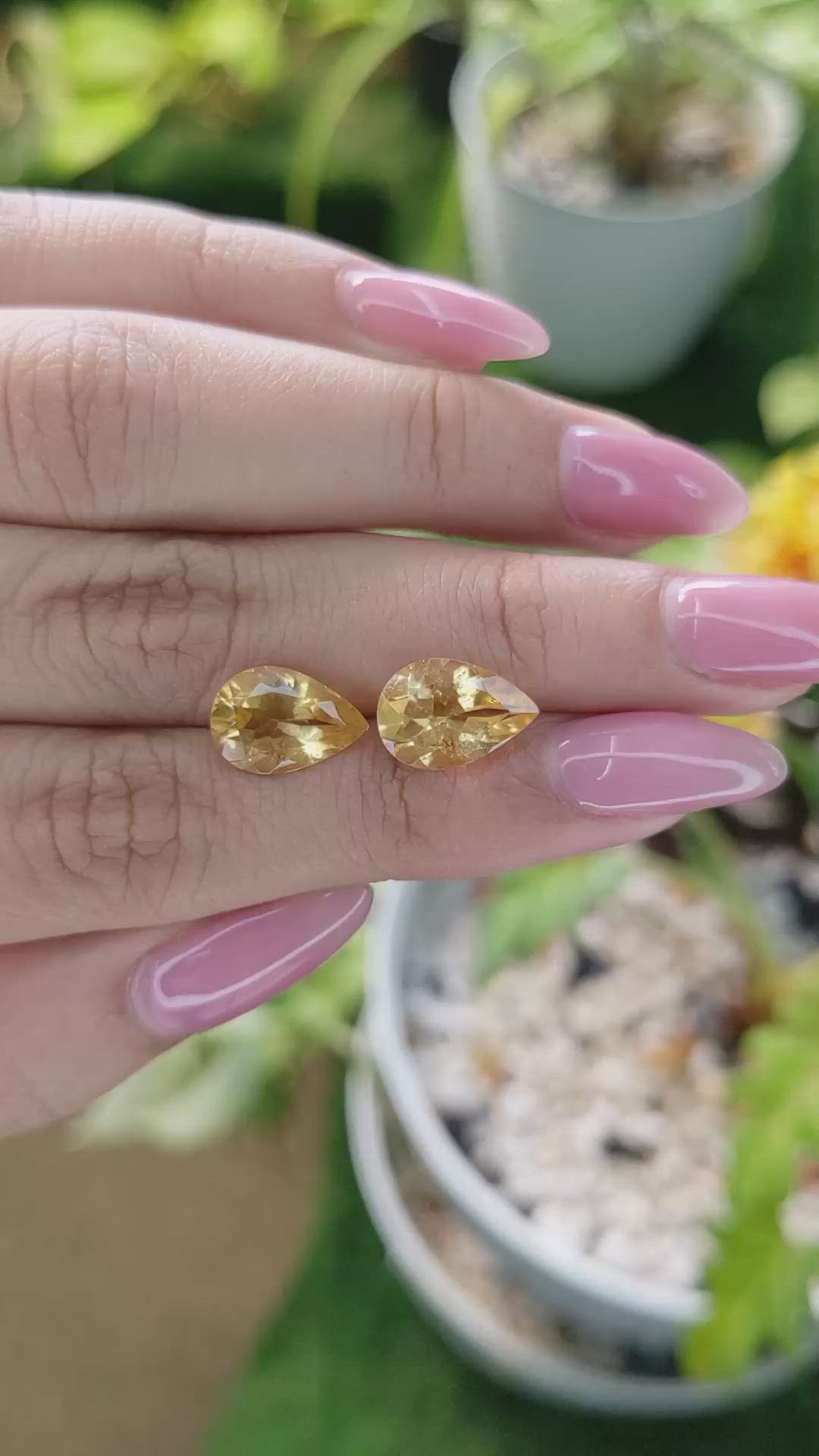 4.85 Ct.Tw.Total Carat Weight Citrine Pair from Brazil Size Video