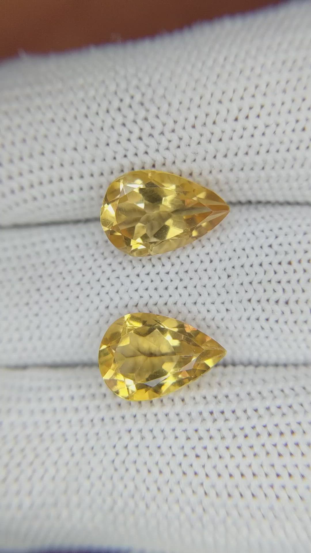 5.41 Ct.Tw.Total Carat Weight Citrine Pair from Brazil Size Video