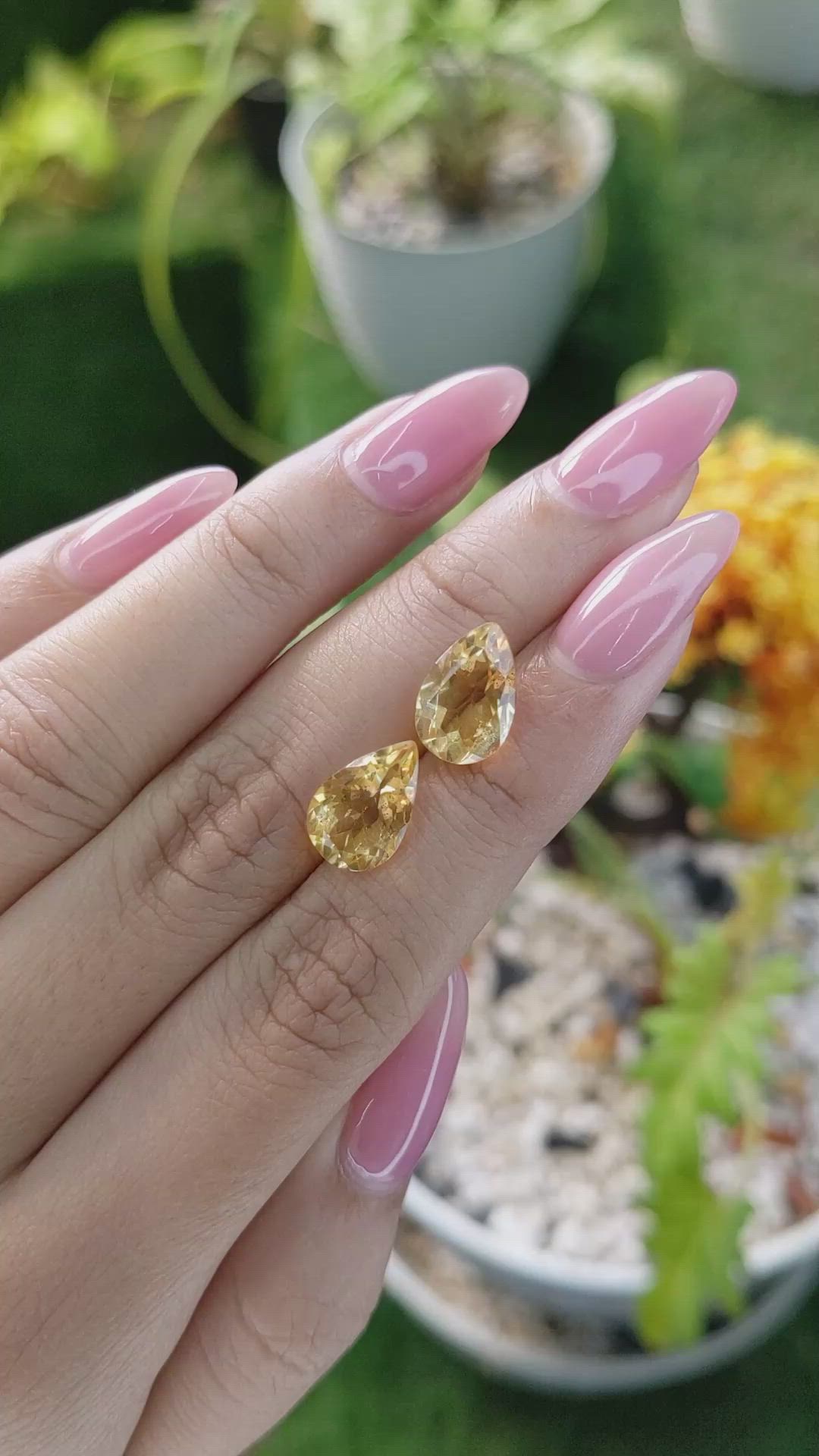 5.83 Ct.Tw.Total Carat Weight Citrine Pair from Brazil Size Video