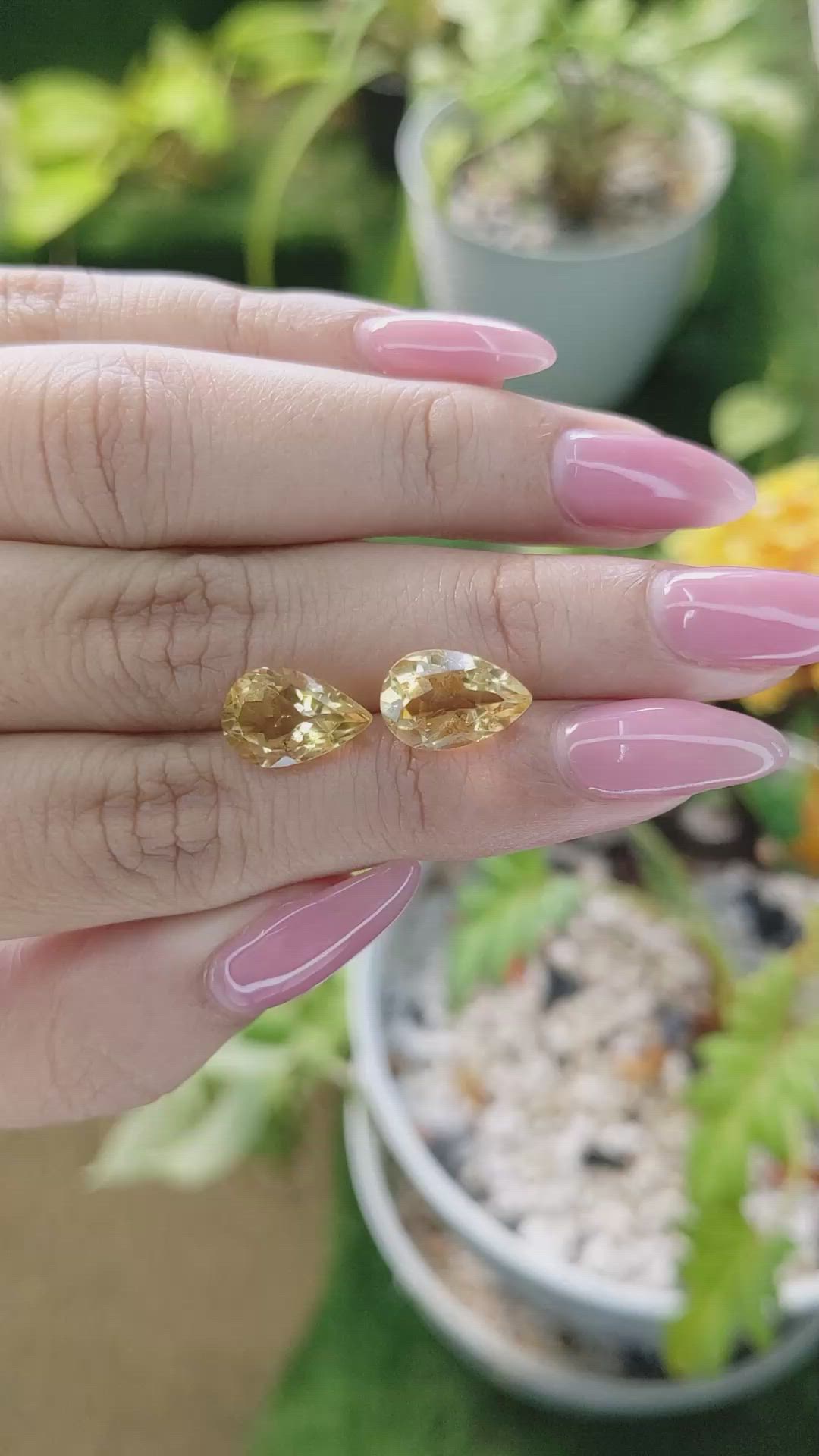 5.83 Ct.Tw.Total Carat Weight Citrine Pair from Brazil Size Video