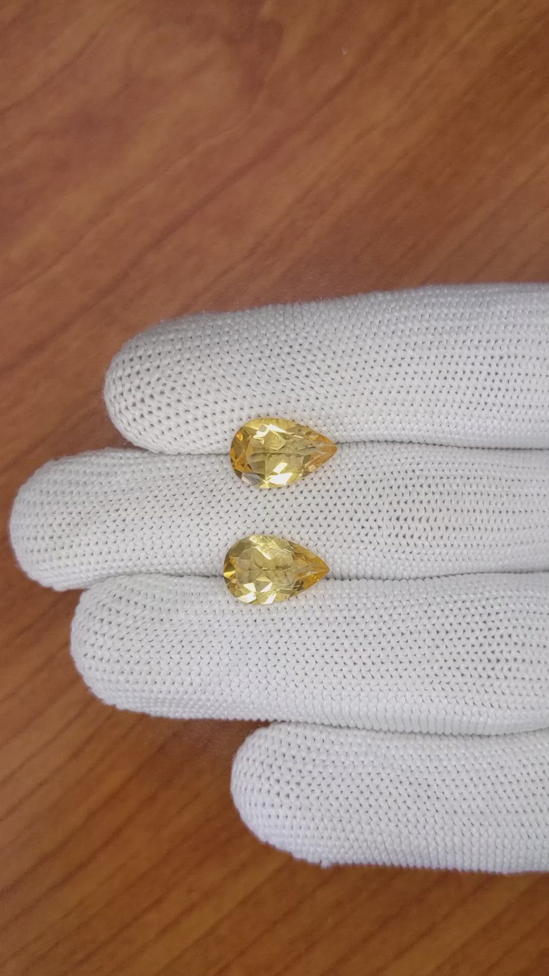 4.56 Ct.Tw.Total Carat Weight Citrine Pair from Brazil Size Video