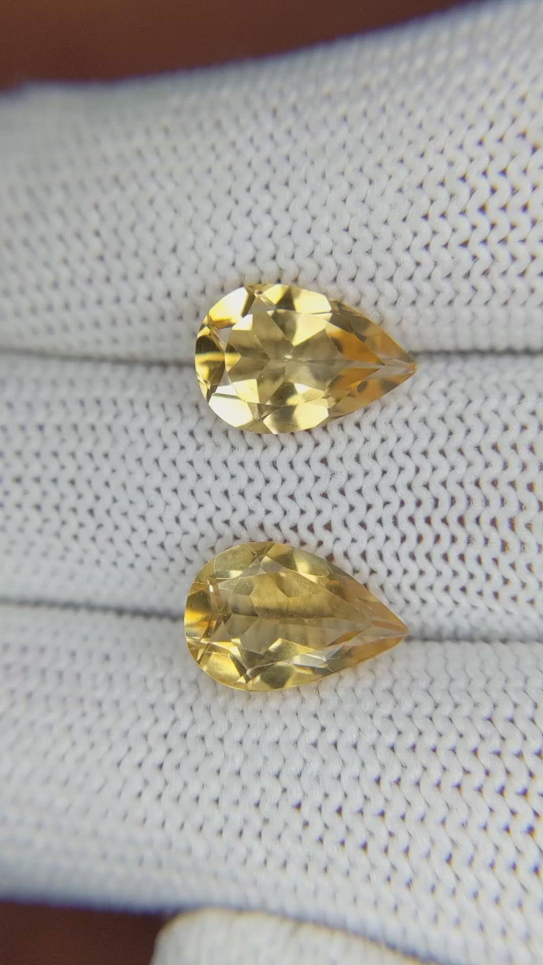 4.60 Ct.Tw.Total Carat Weight Citrine Pair from Brazil Size Video